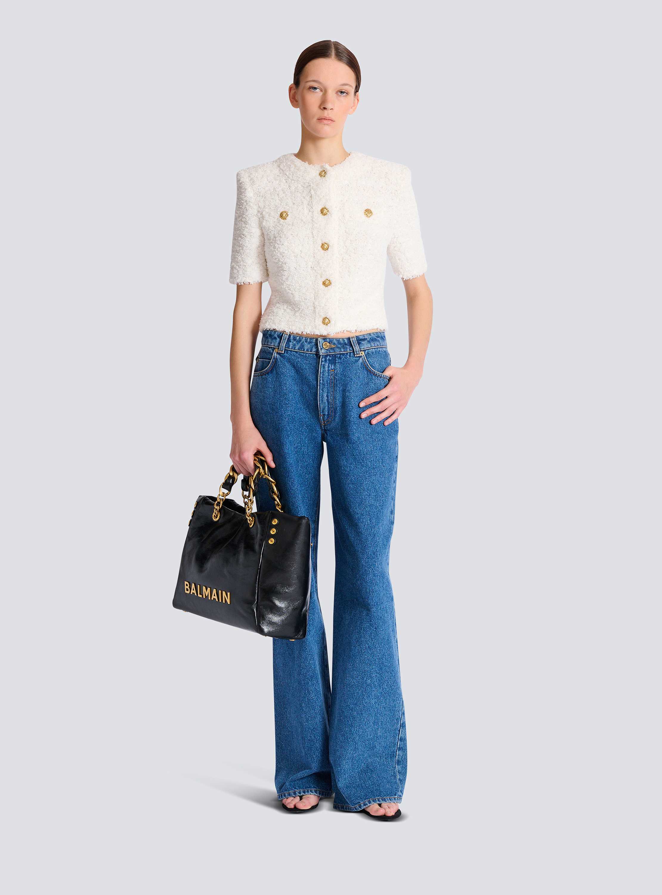 Cardigan in dotted tweed