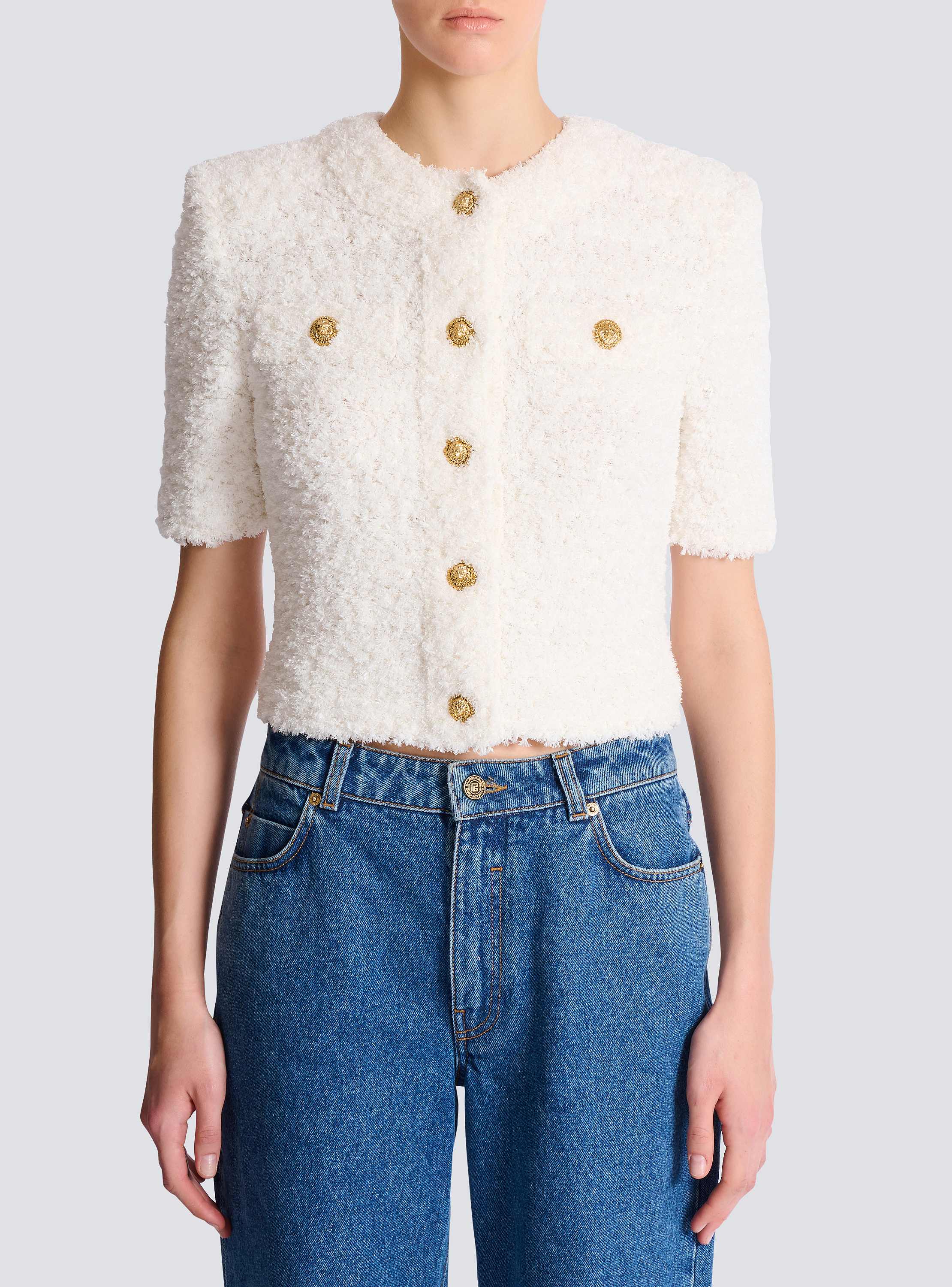 Cardigan in dotted tweed