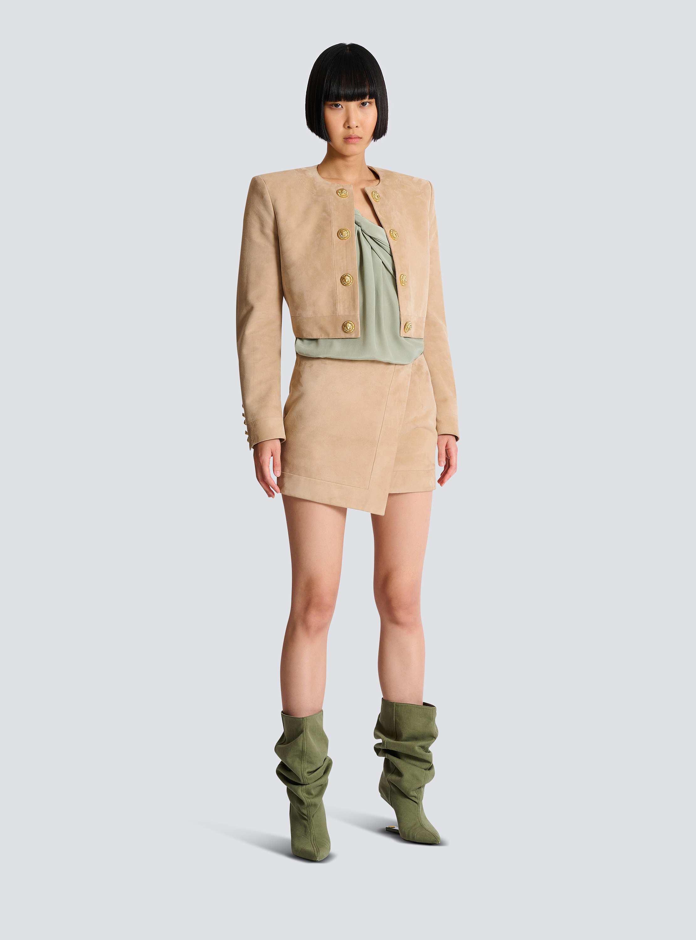 Suede wrap skirt