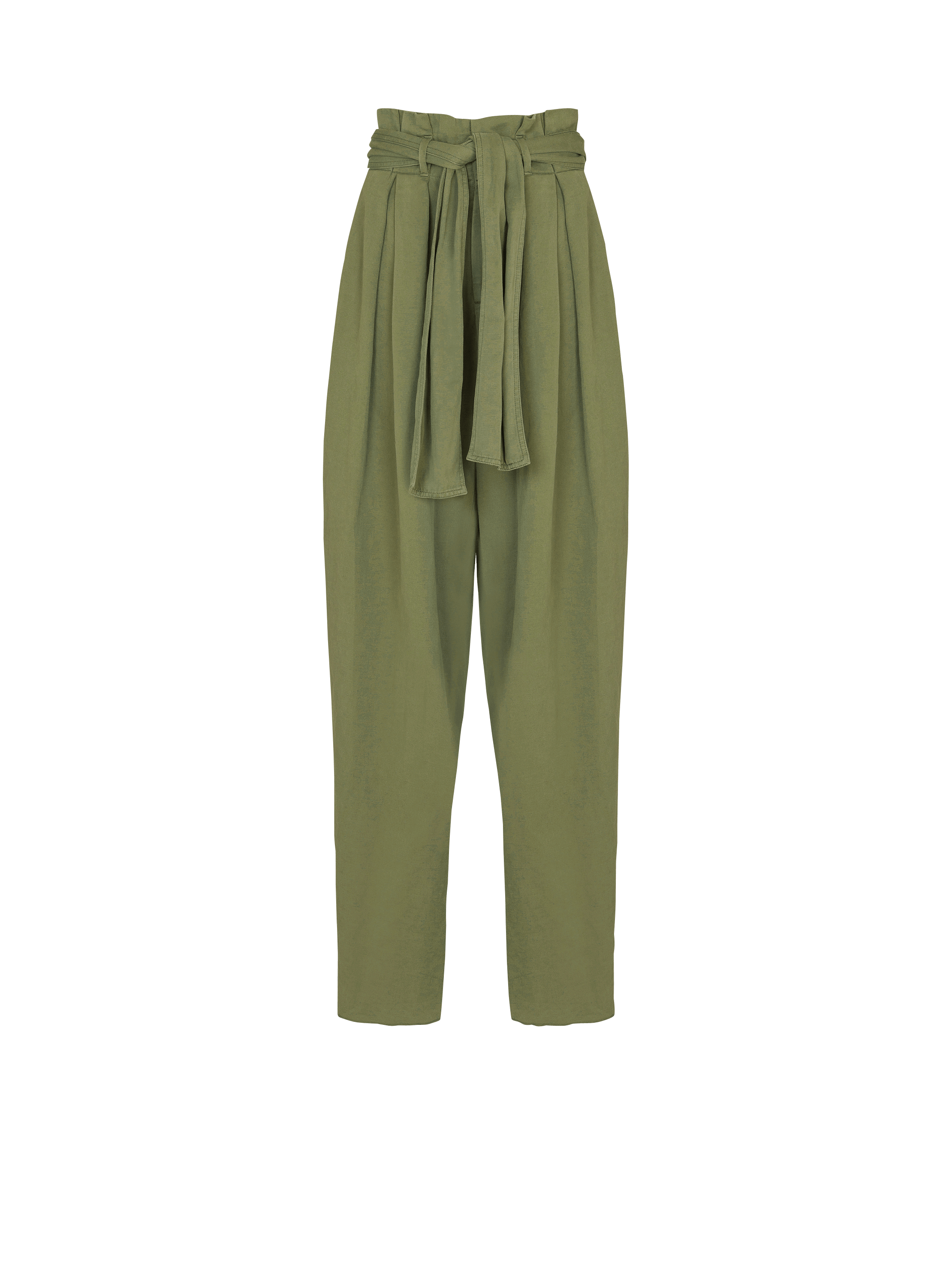 Twill high-waisted trousers
