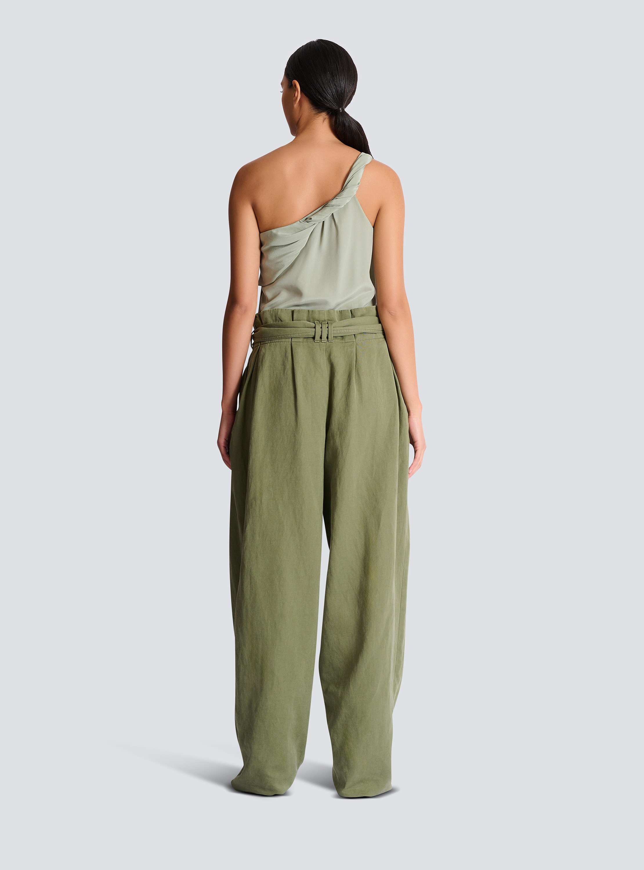 Twill high-waisted trousers
