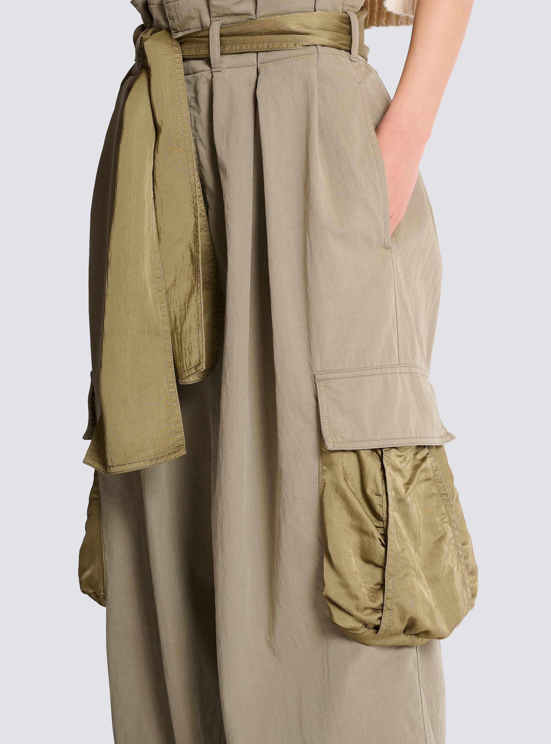 Cotton twill high-waisted trousers