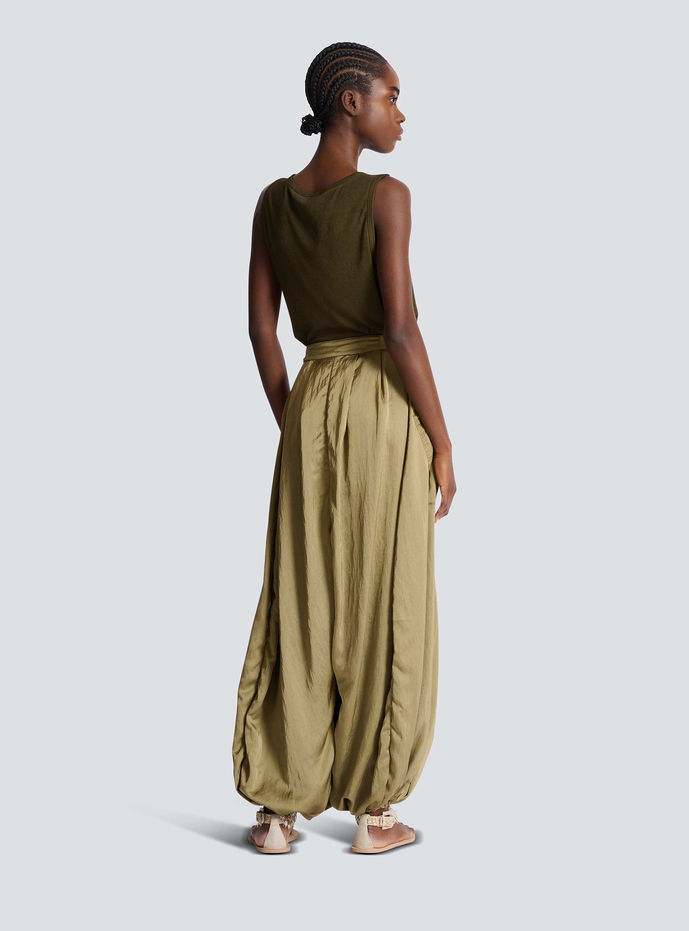 Satin-finish harem pants