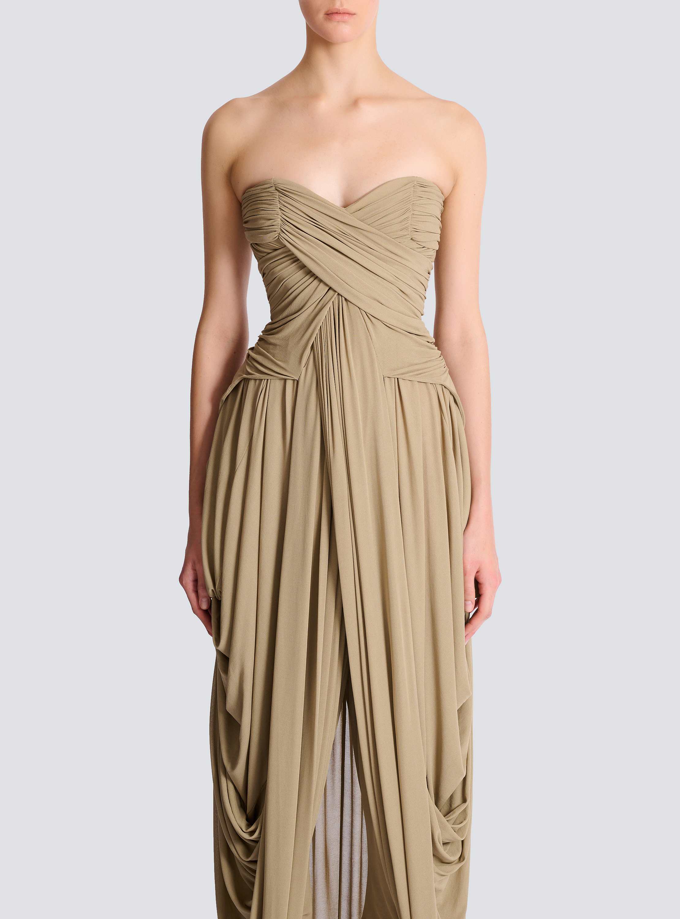 Draped strapless jumpsuit