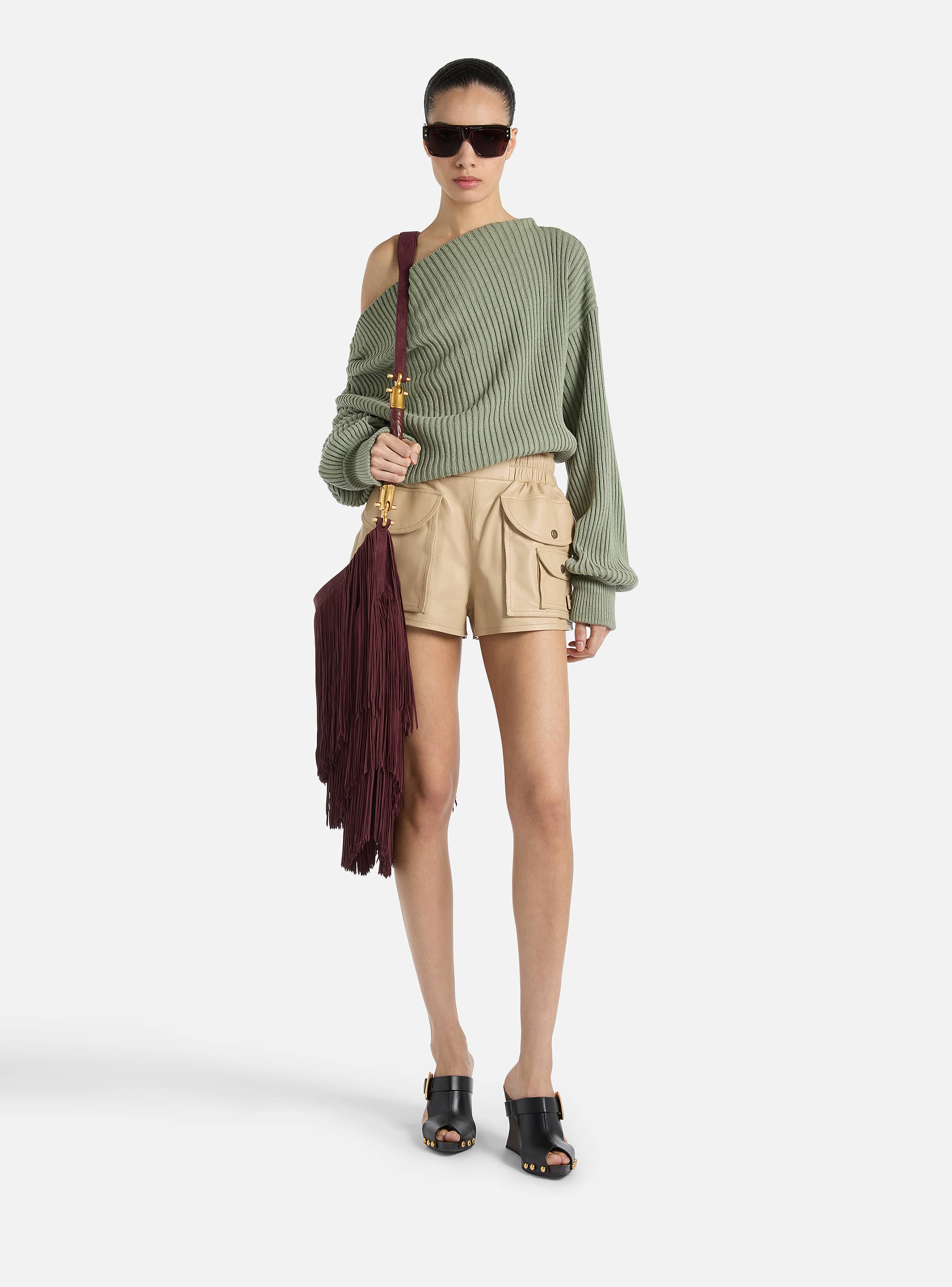 Short Utility en cuir d&rsquo;agneau