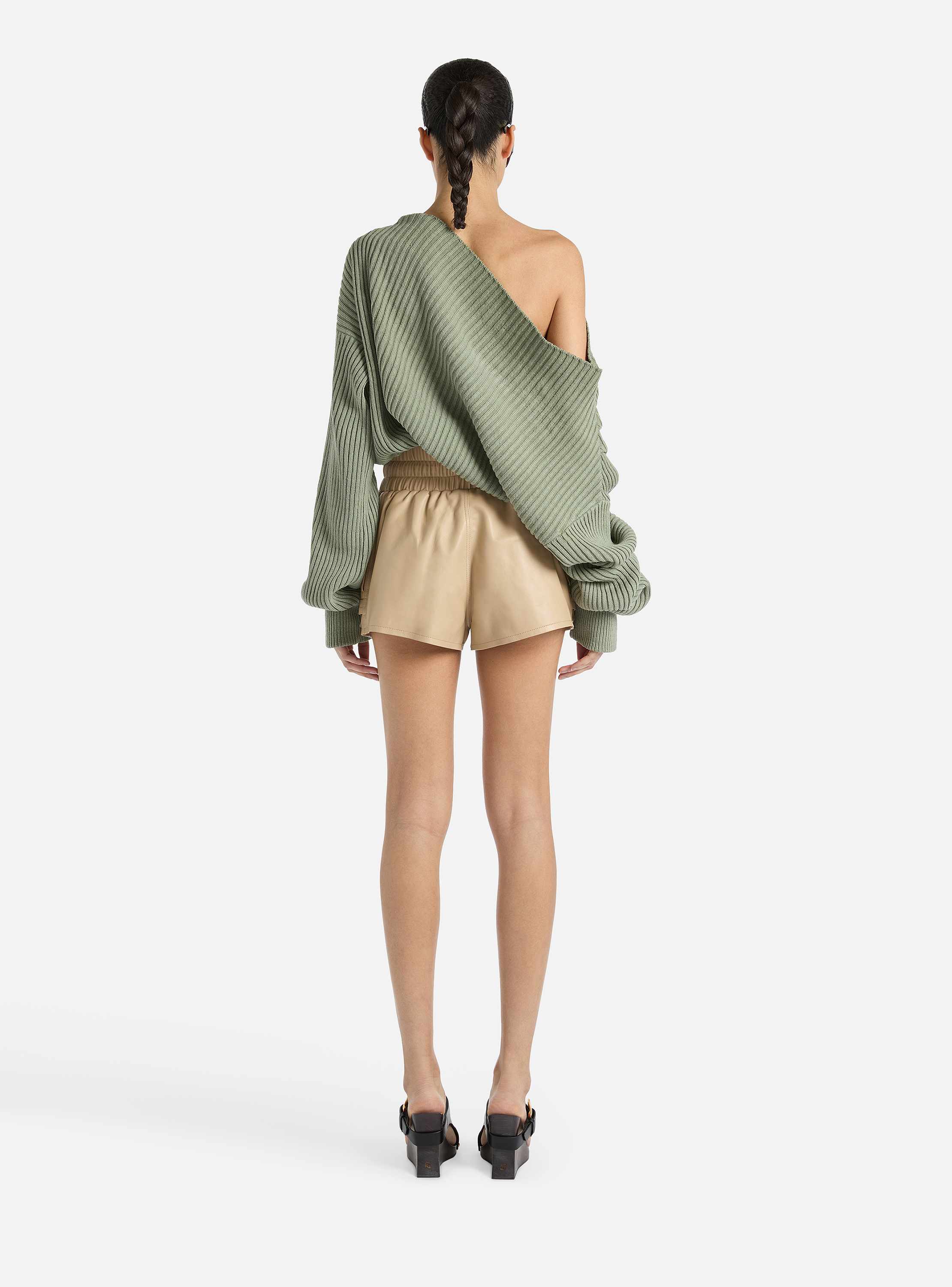 Short Utility en cuir d&rsquo;agneau