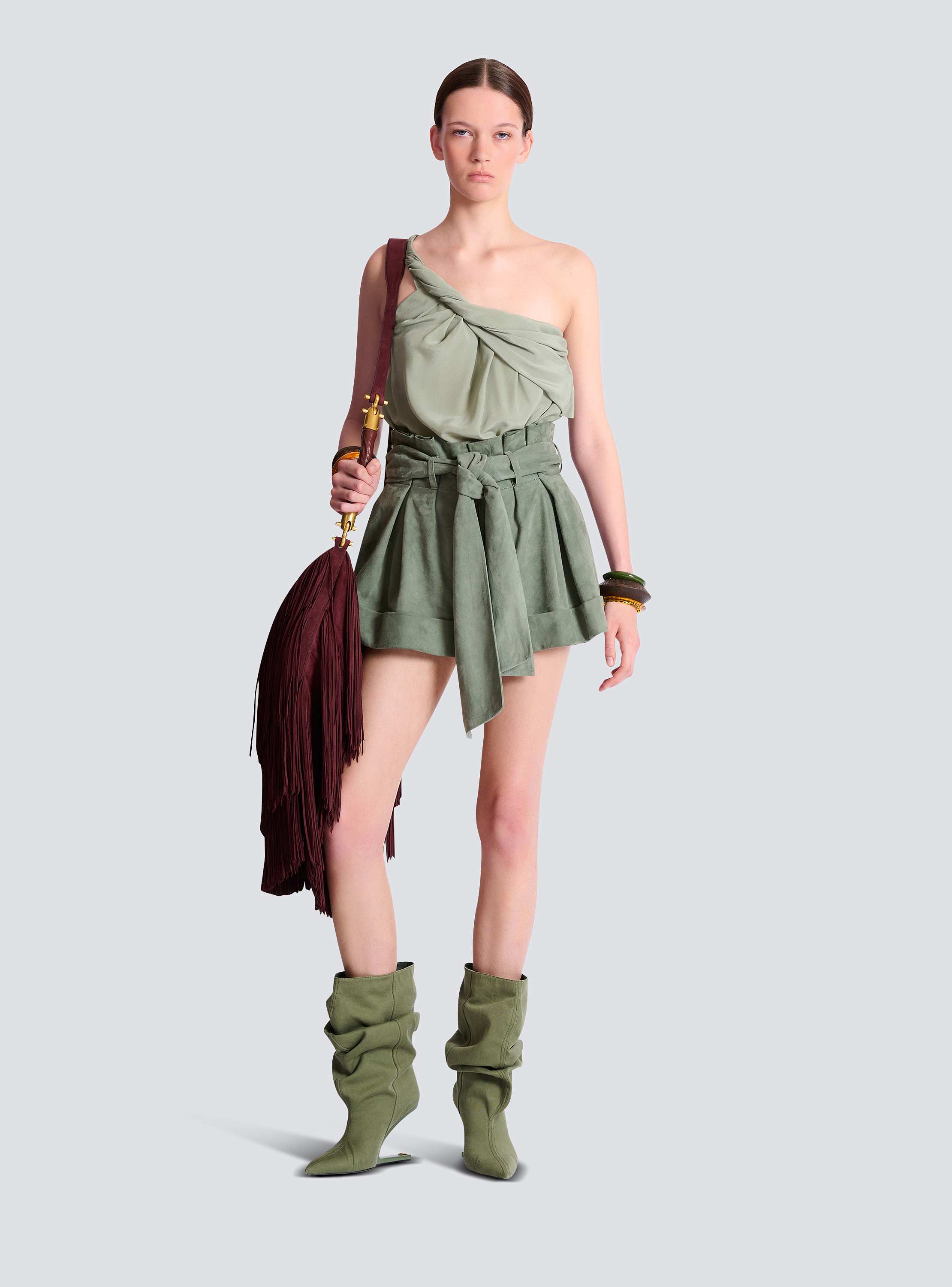 Suede high-waisted shorts