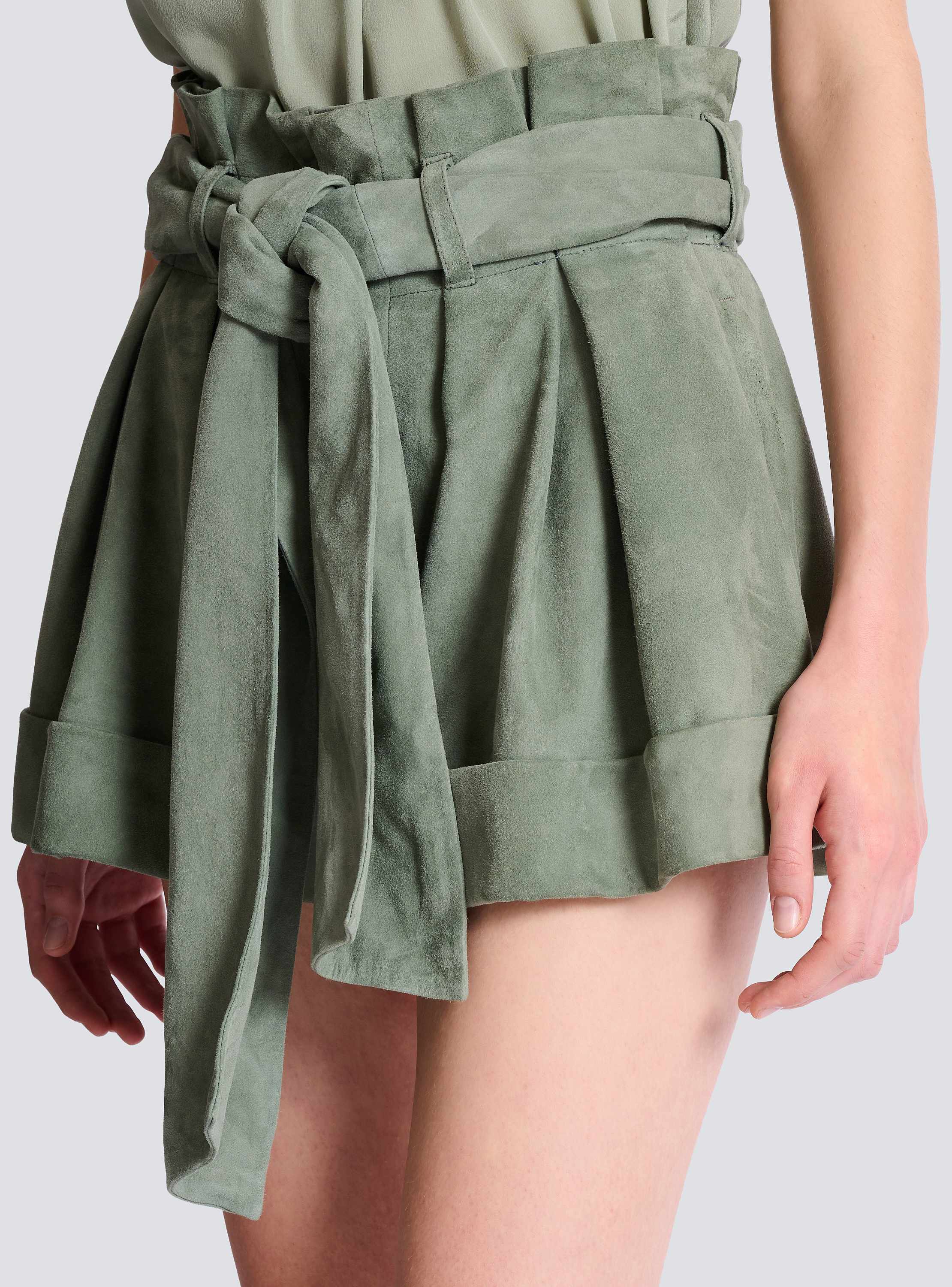 Suede high-waisted shorts