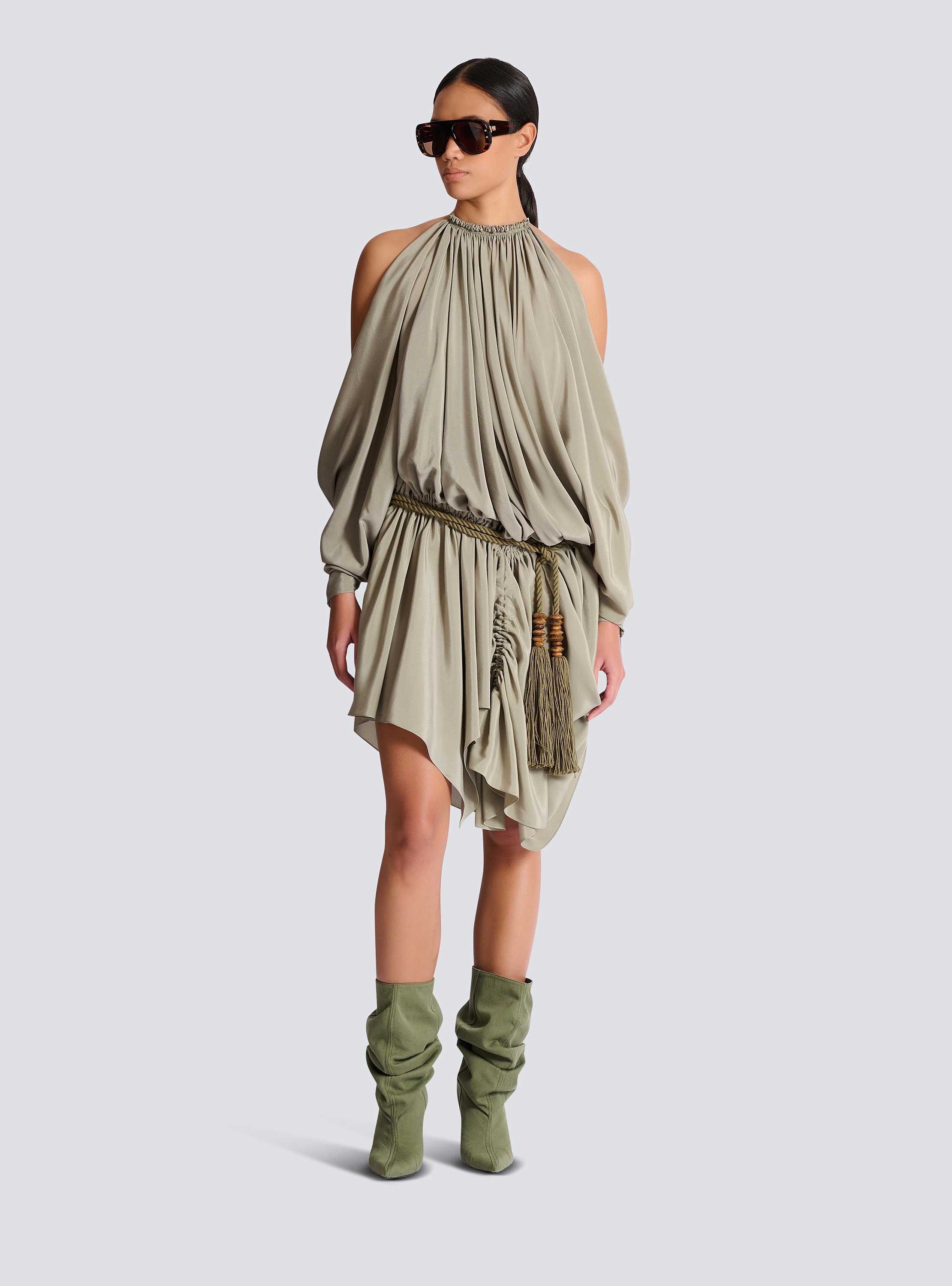 Draped silk crepe dress