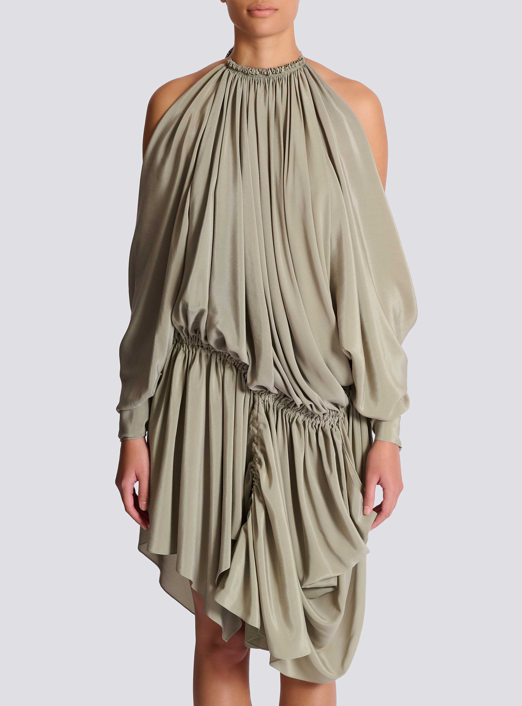 Draped silk crepe dress