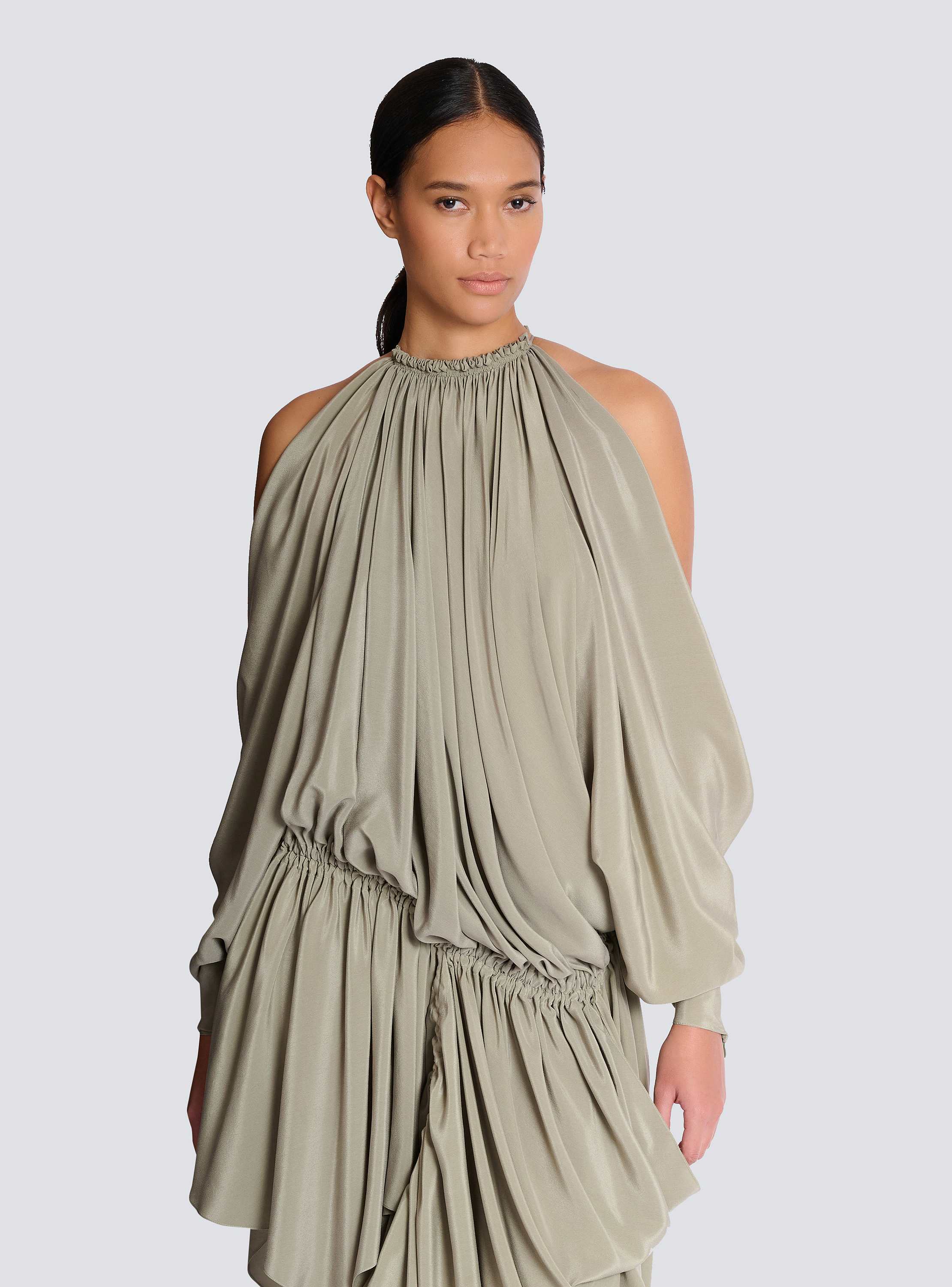 Draped silk crepe dress