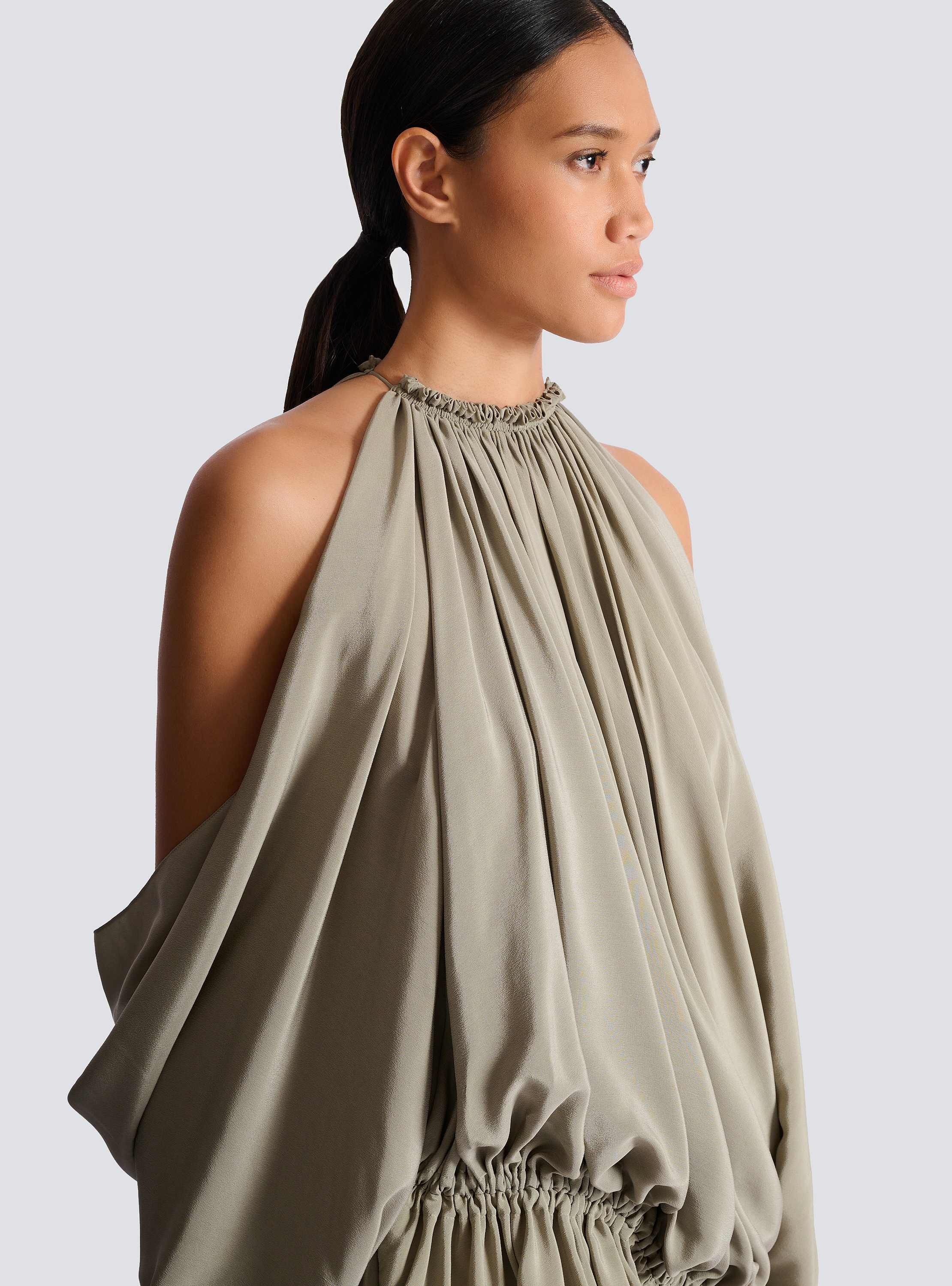 Draped silk crepe dress