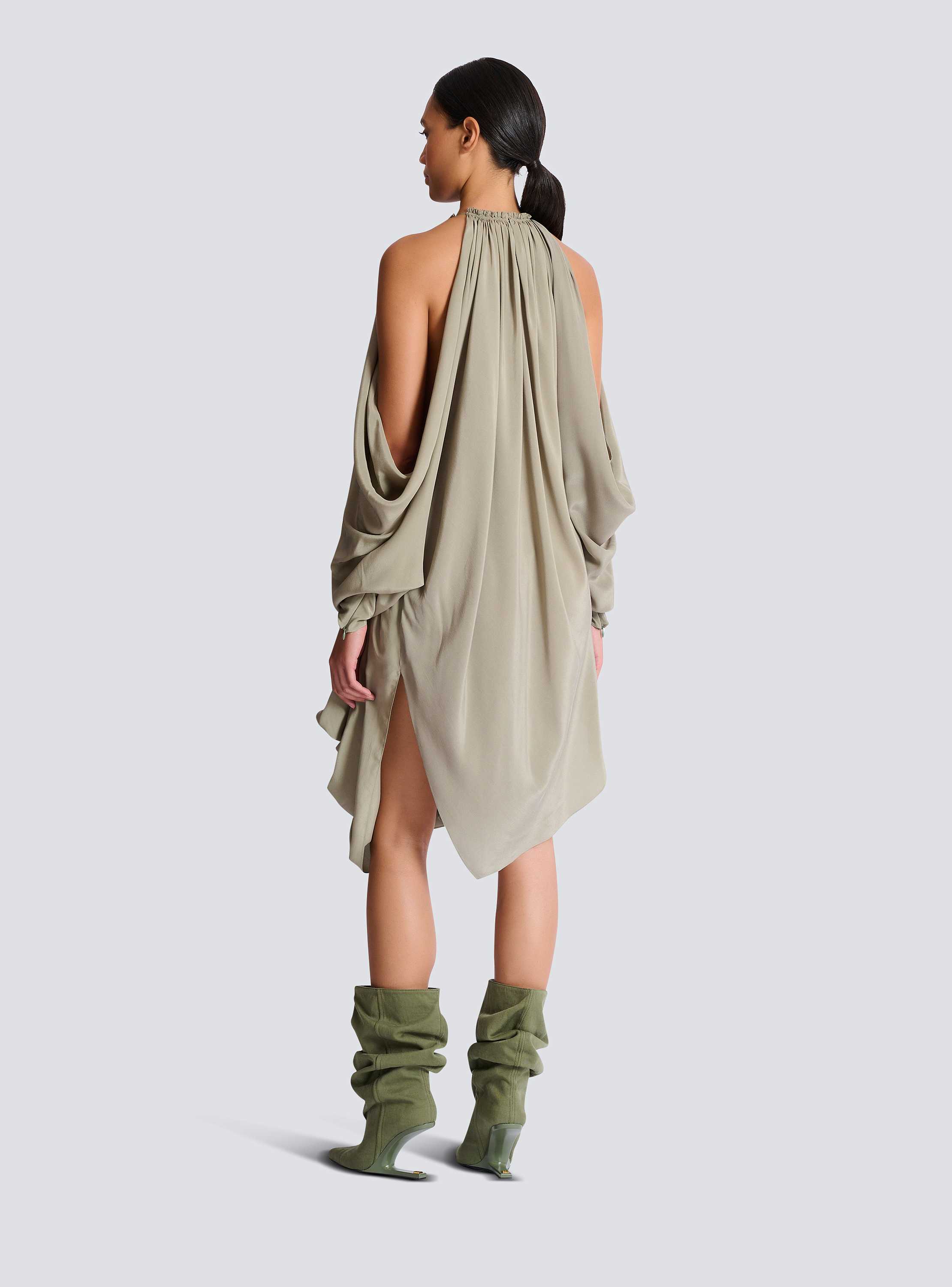 Draped silk crepe dress