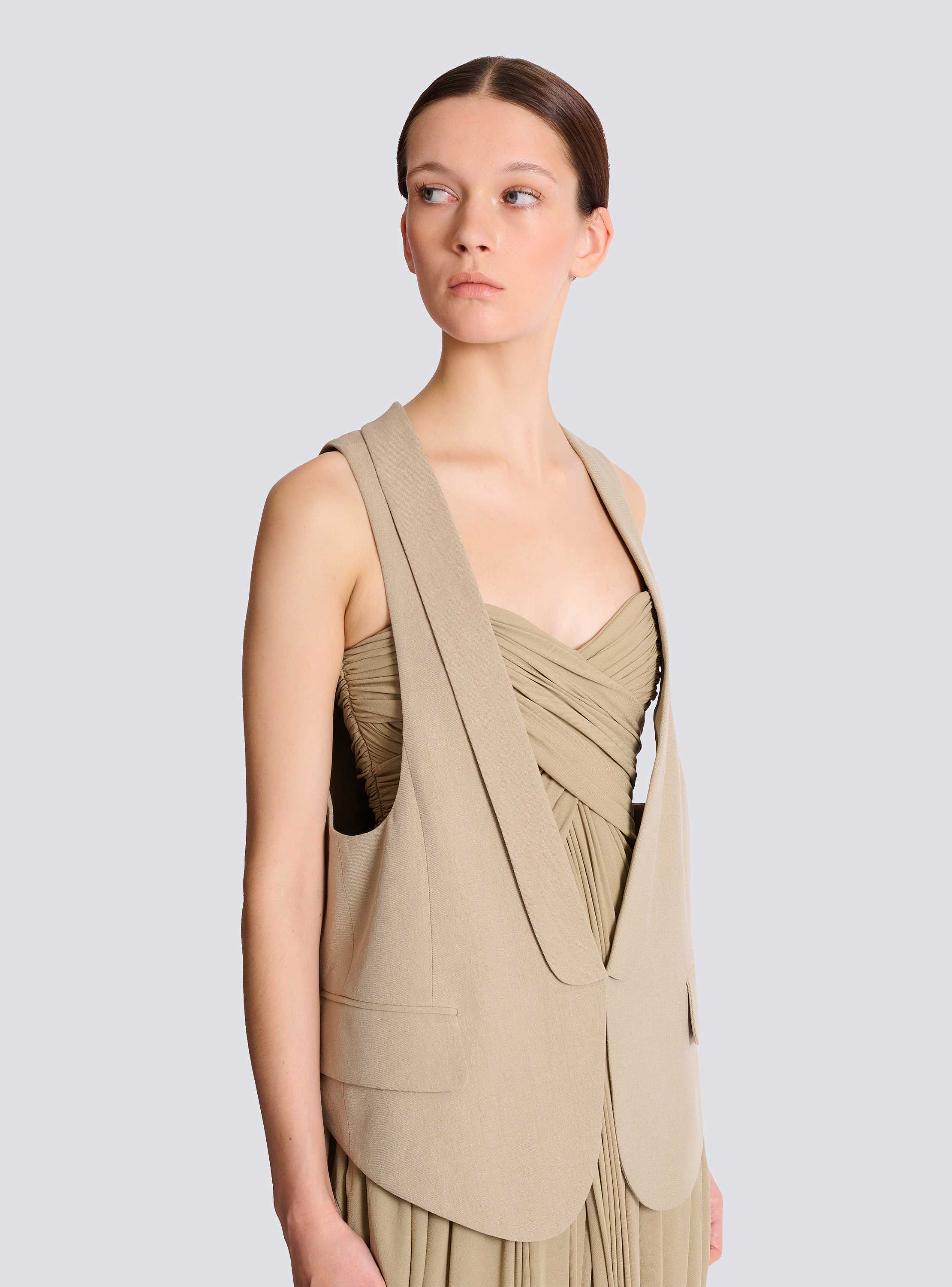 Asymmetrical cotton gabardine vest