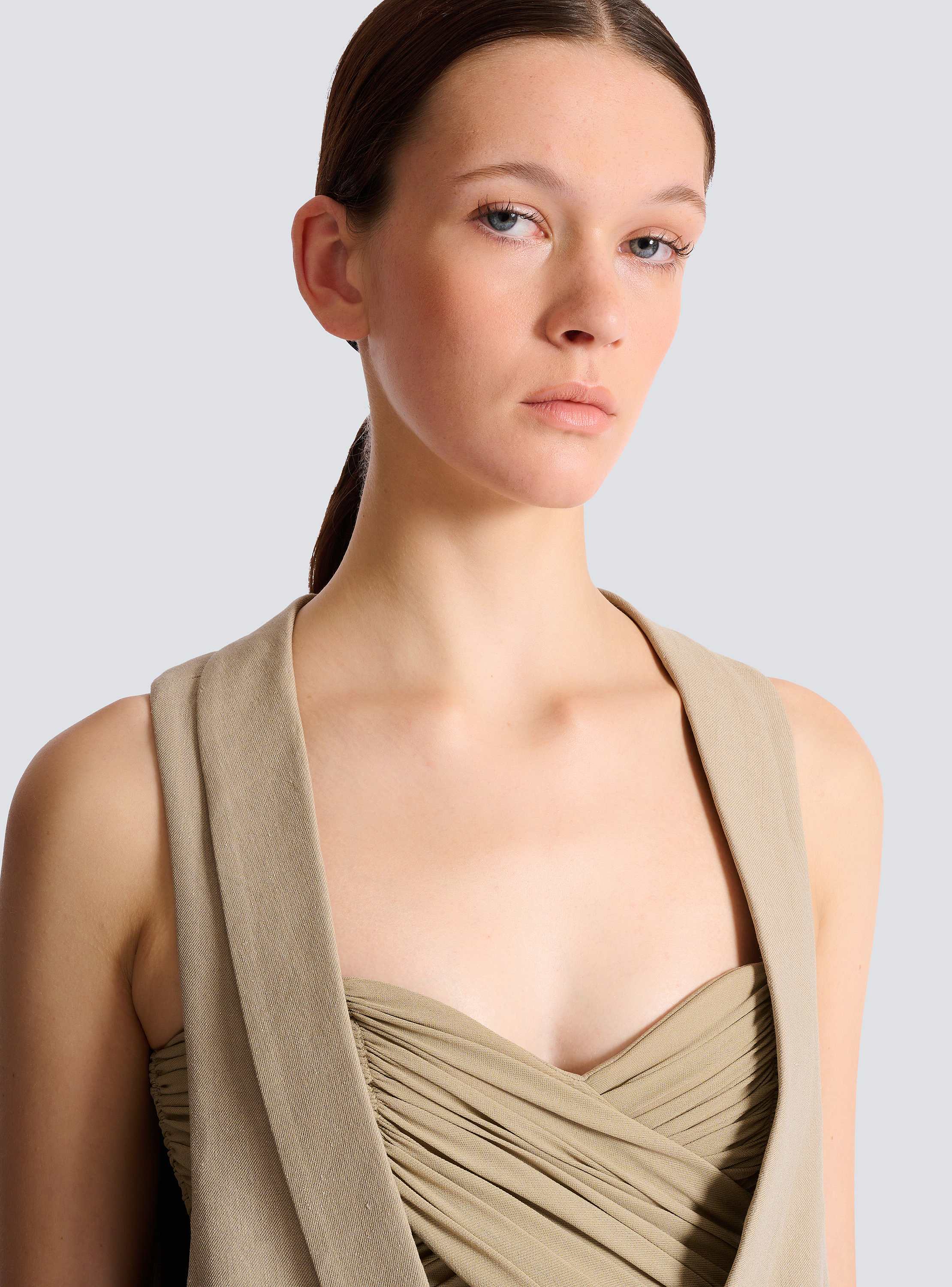 Asymmetrical cotton gabardine vest