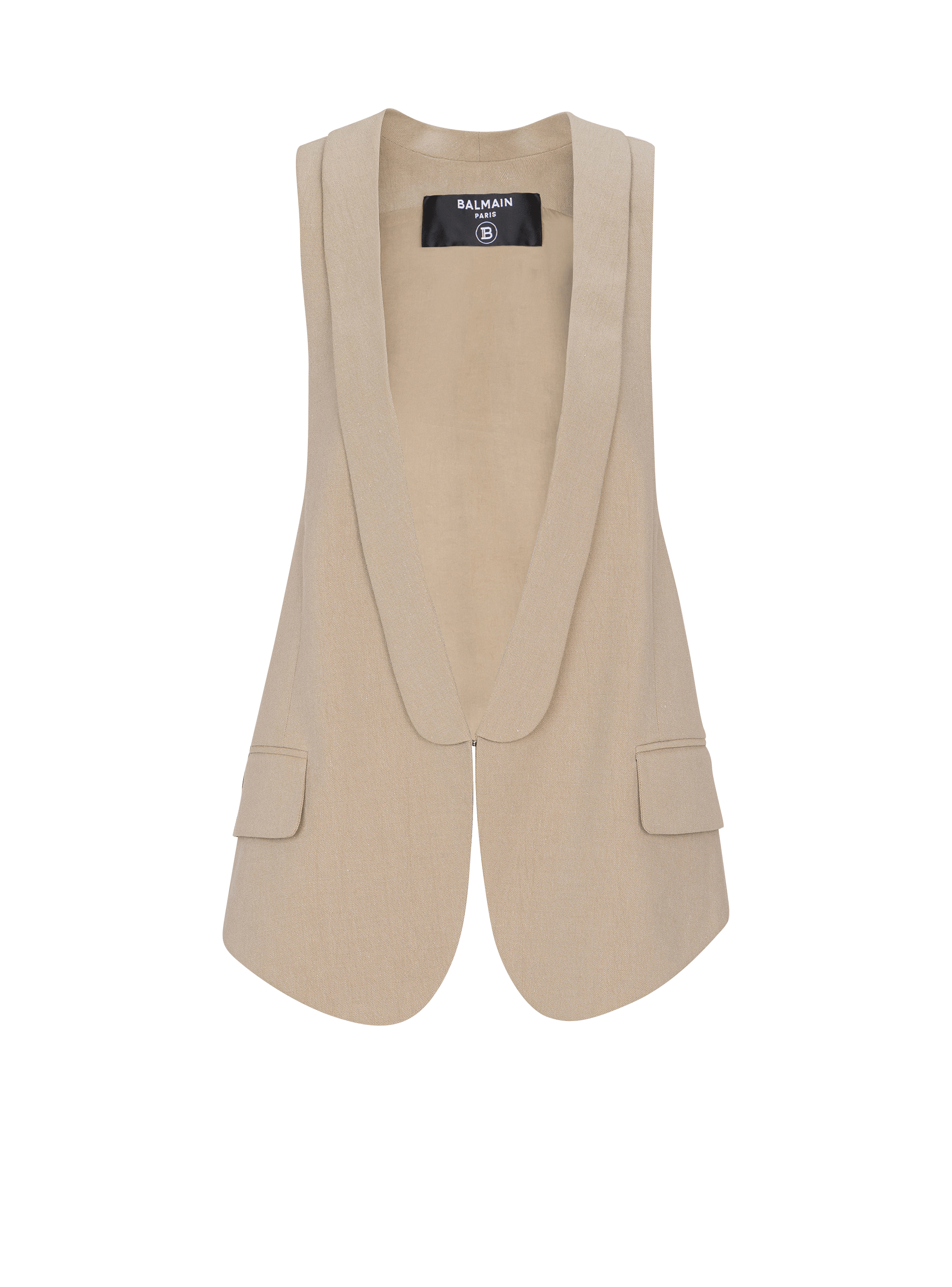 Asymmetrical cotton gabardine vest