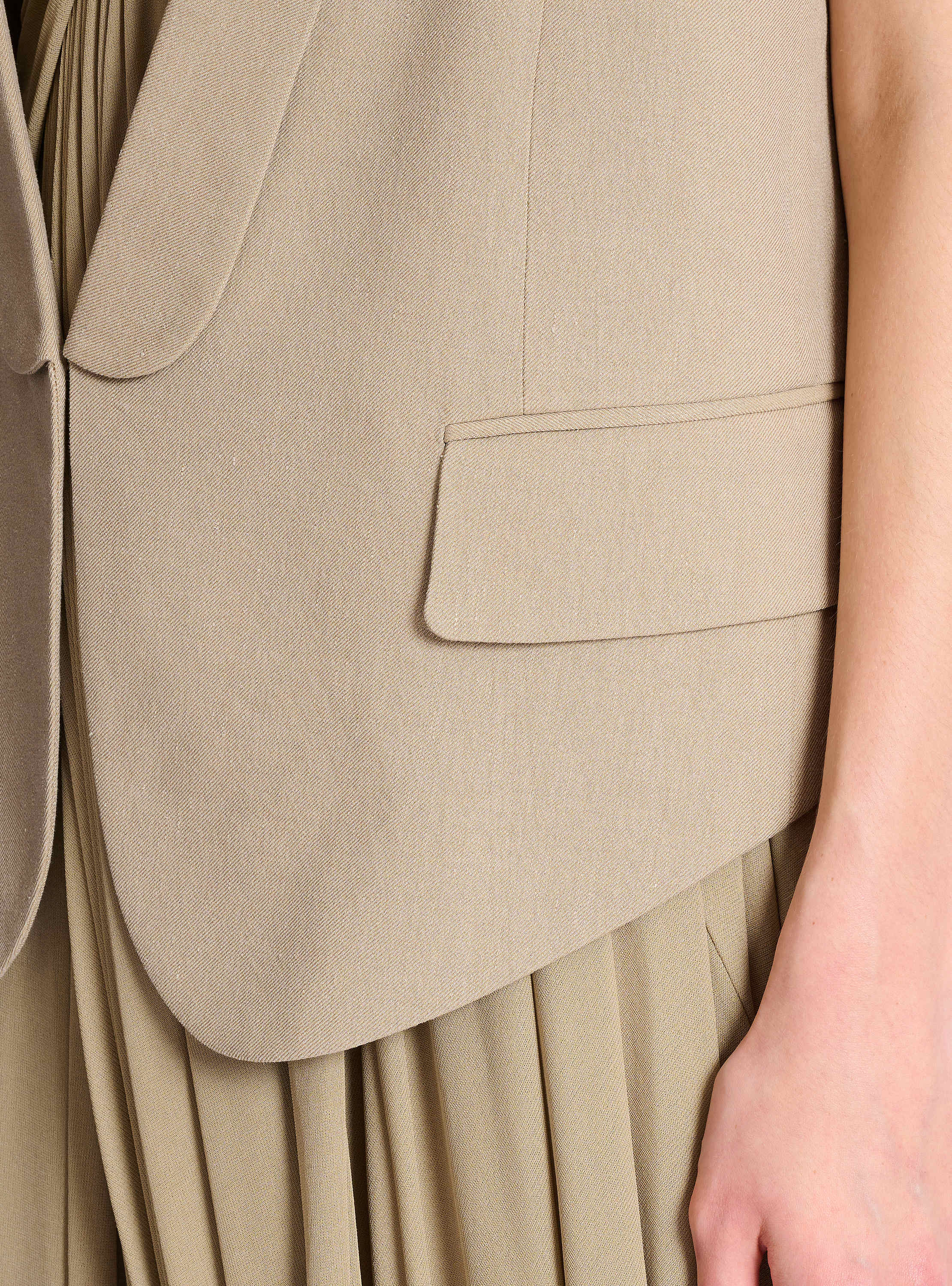 Asymmetrical cotton gabardine vest