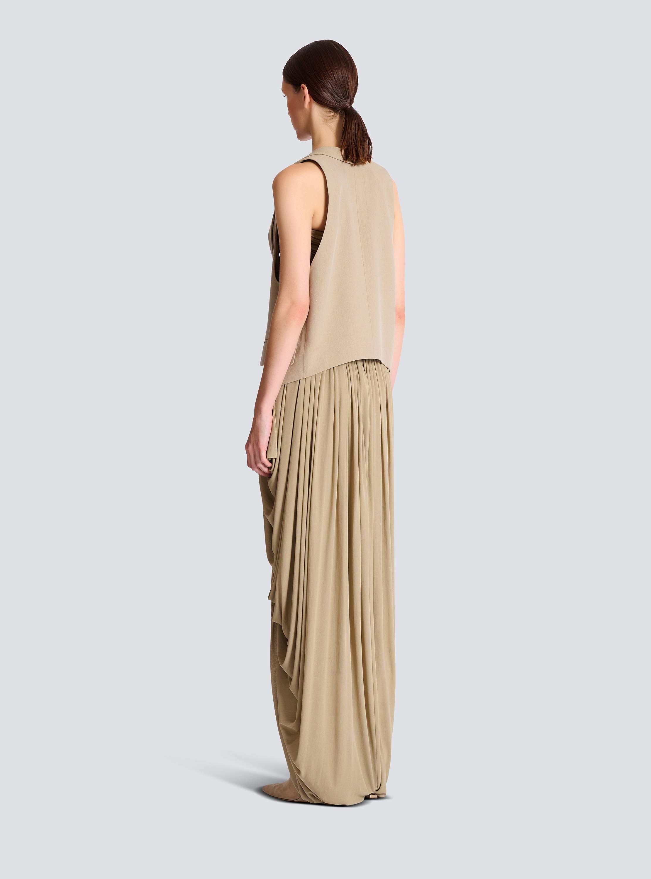 Asymmetrical cotton gabardine vest