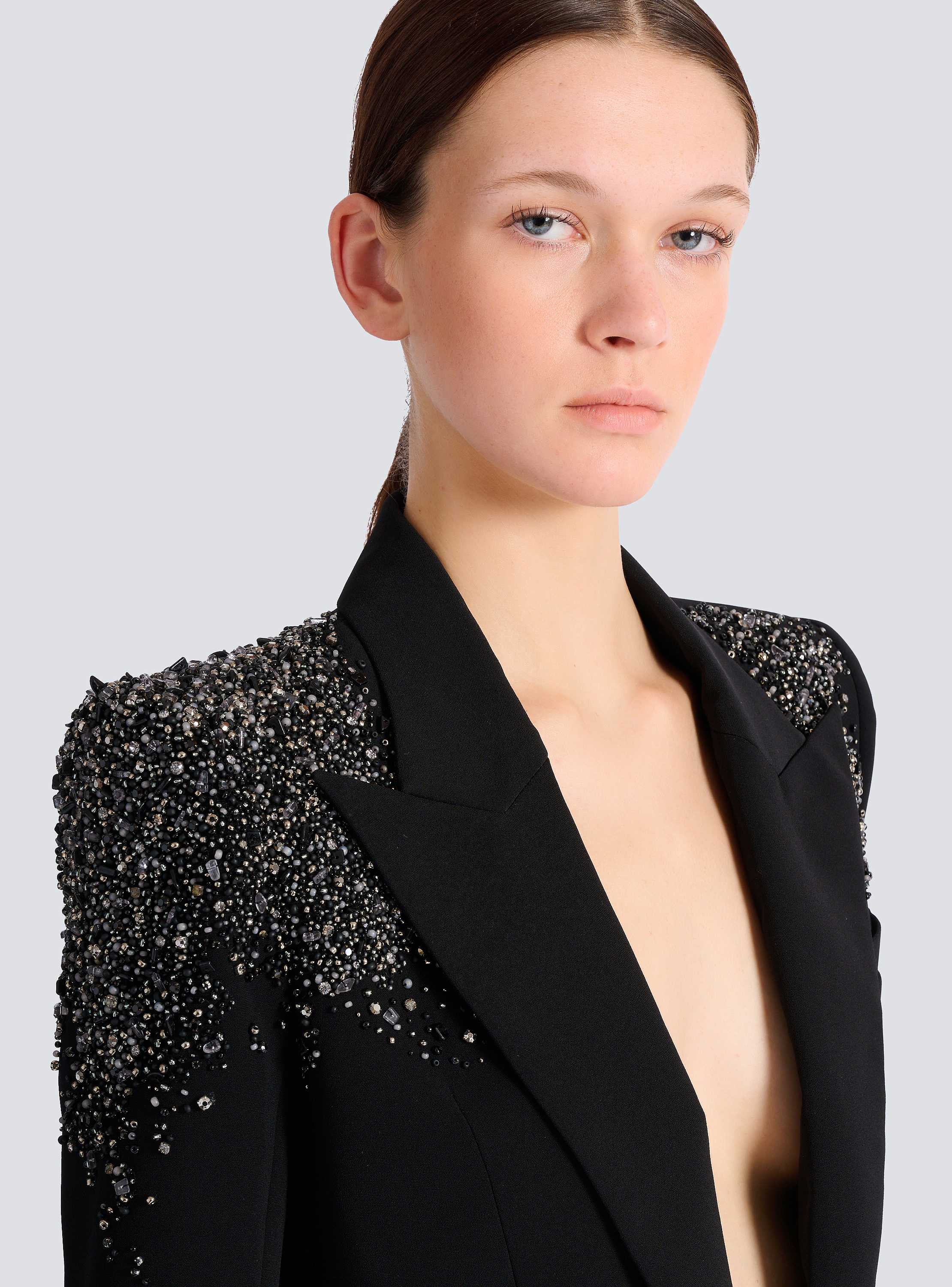 Crepe jacket with Amethyst embroidery