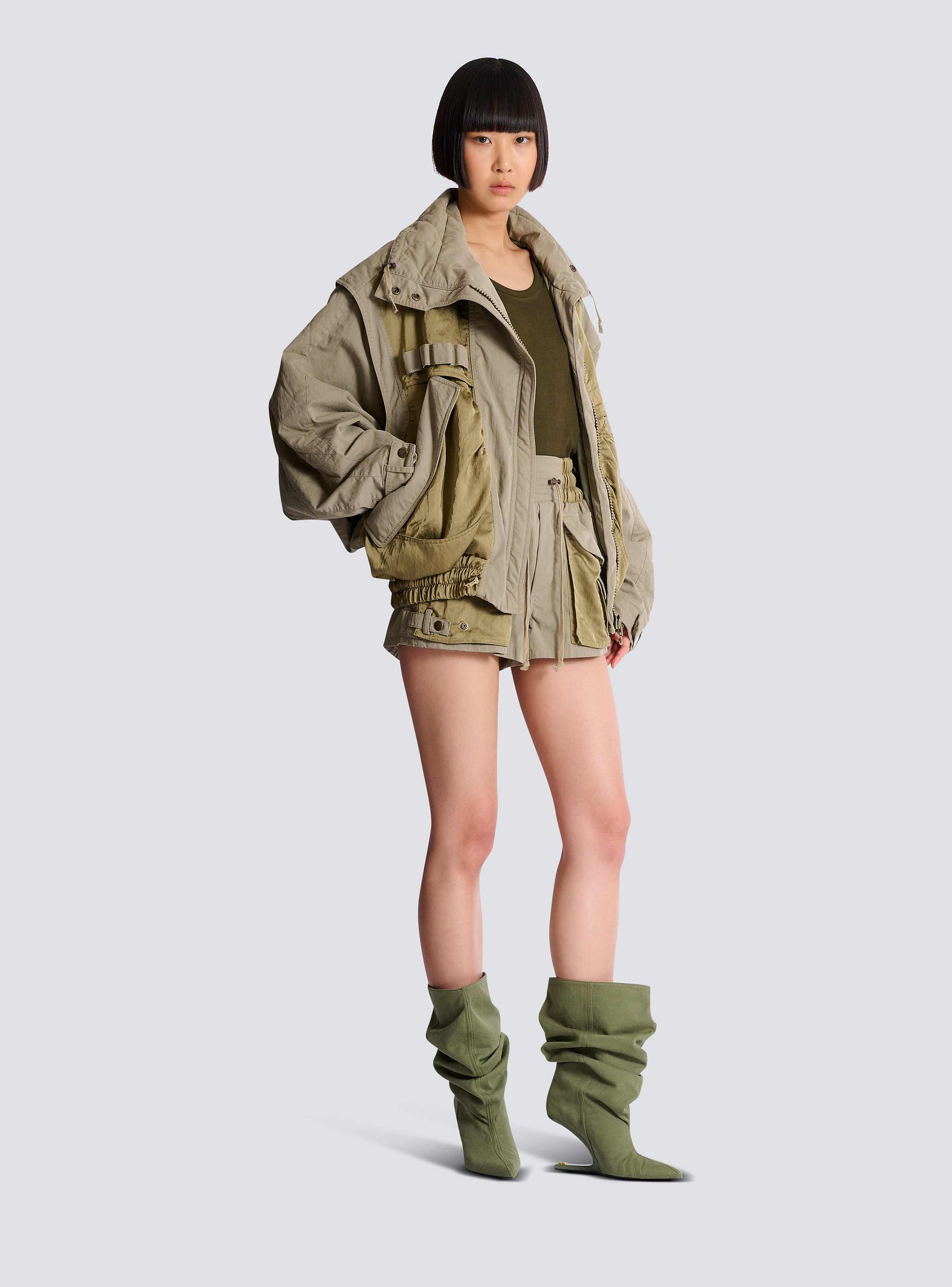 Cotton and twill bomber jacket