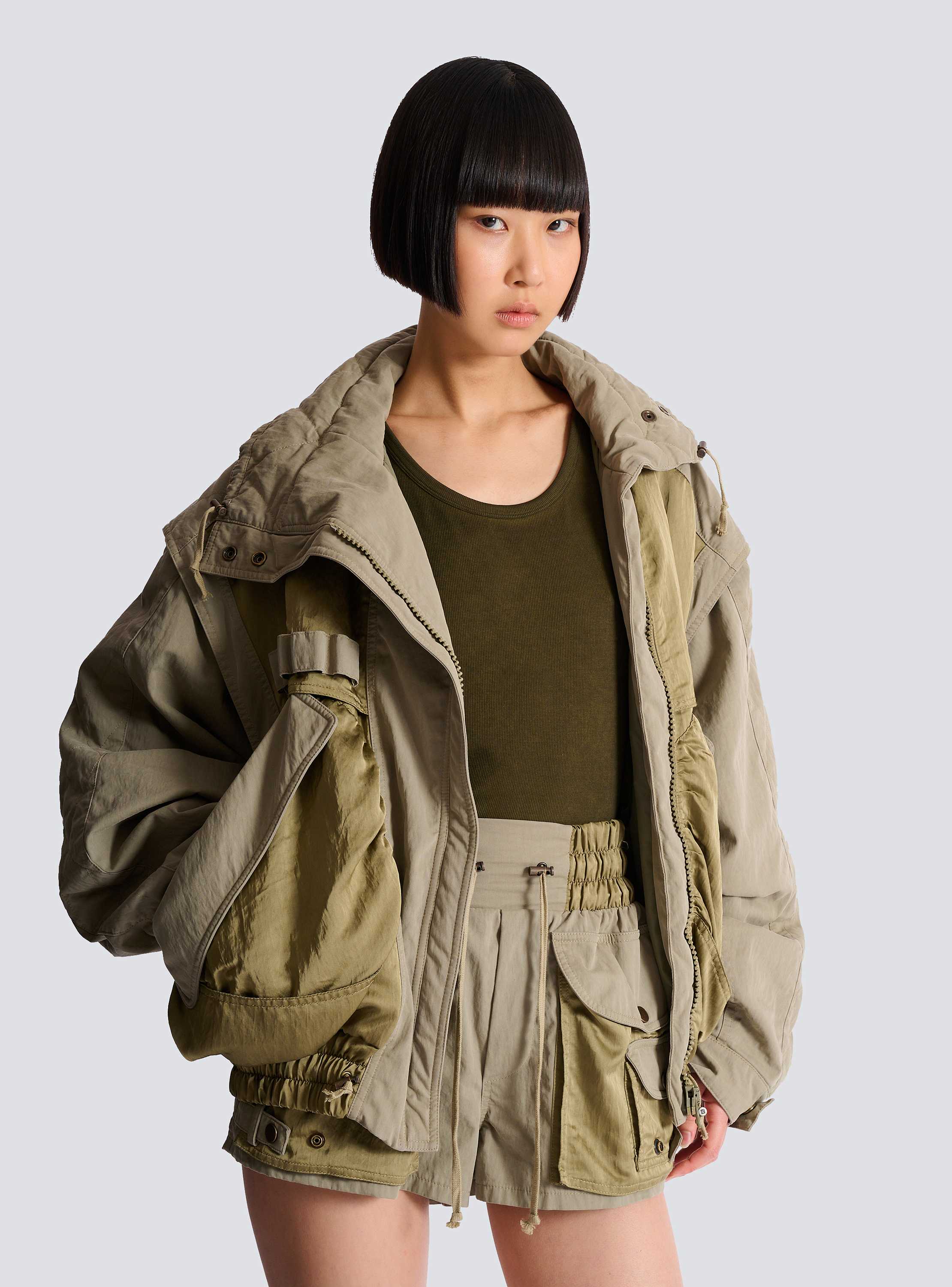 Cotton and twill bomber jacket