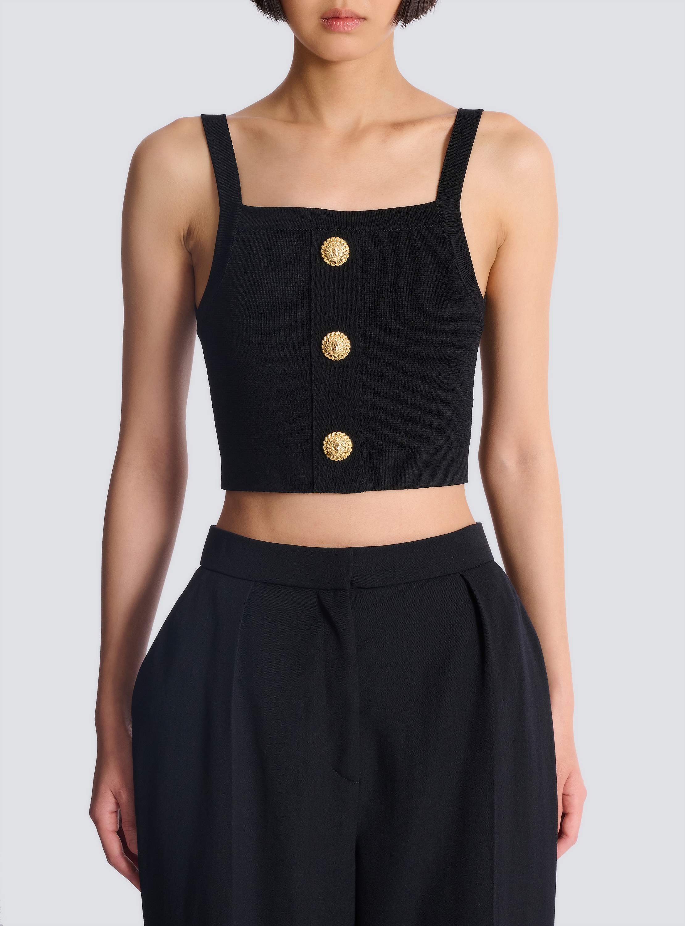 Knit bralette top with buttons