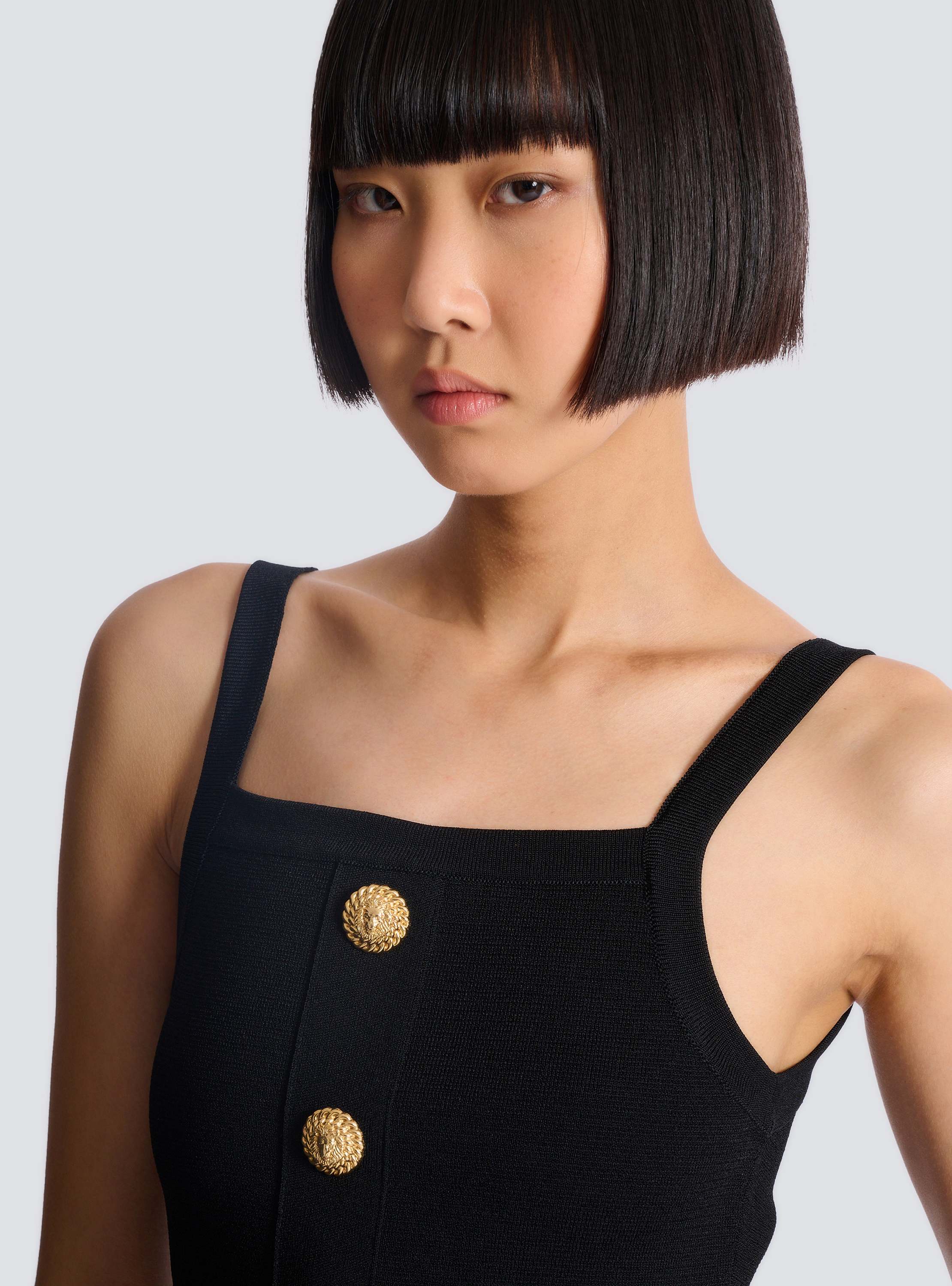 Knit bralette top with buttons