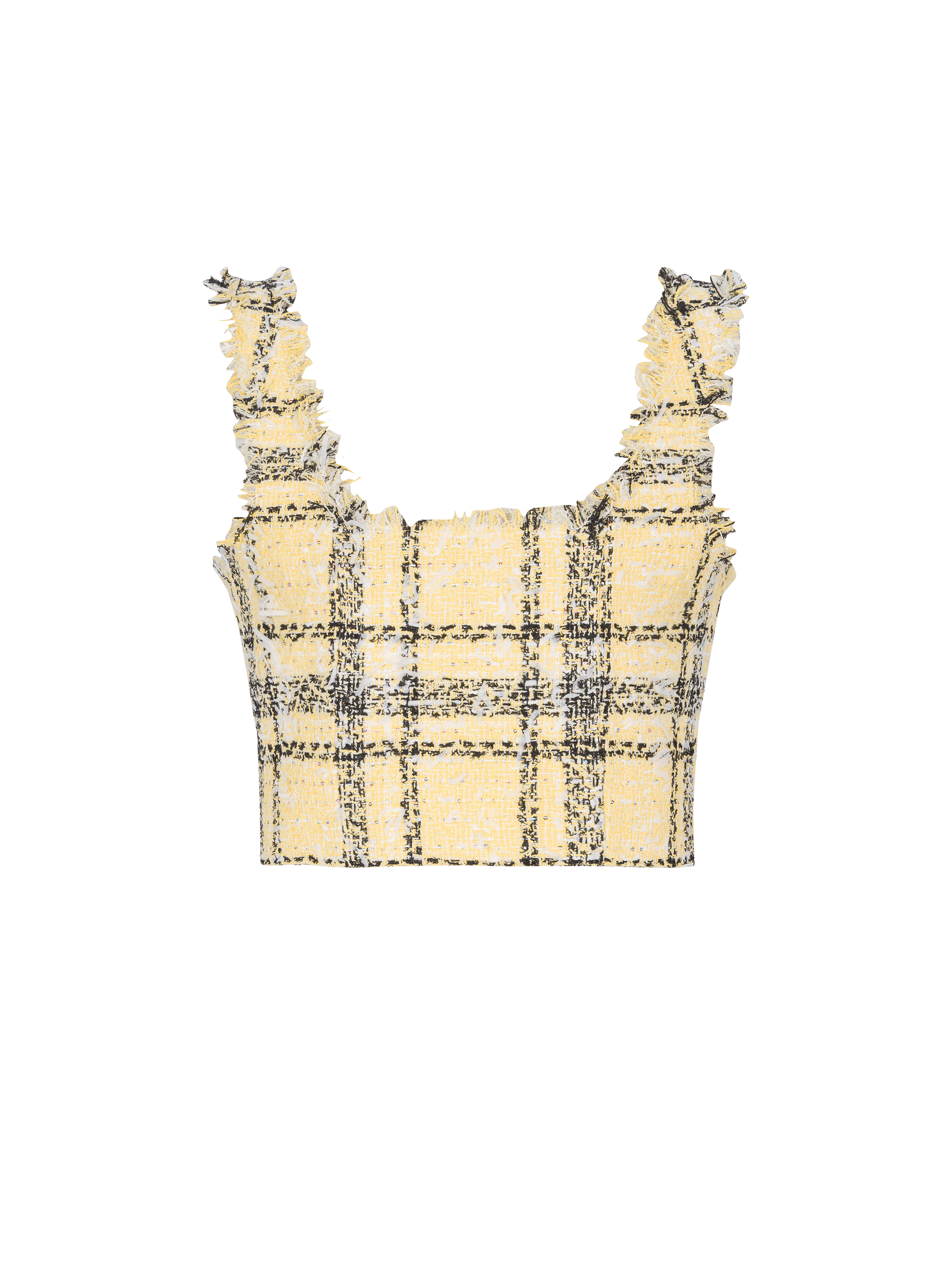 Crop top in glitter plaid tweed
