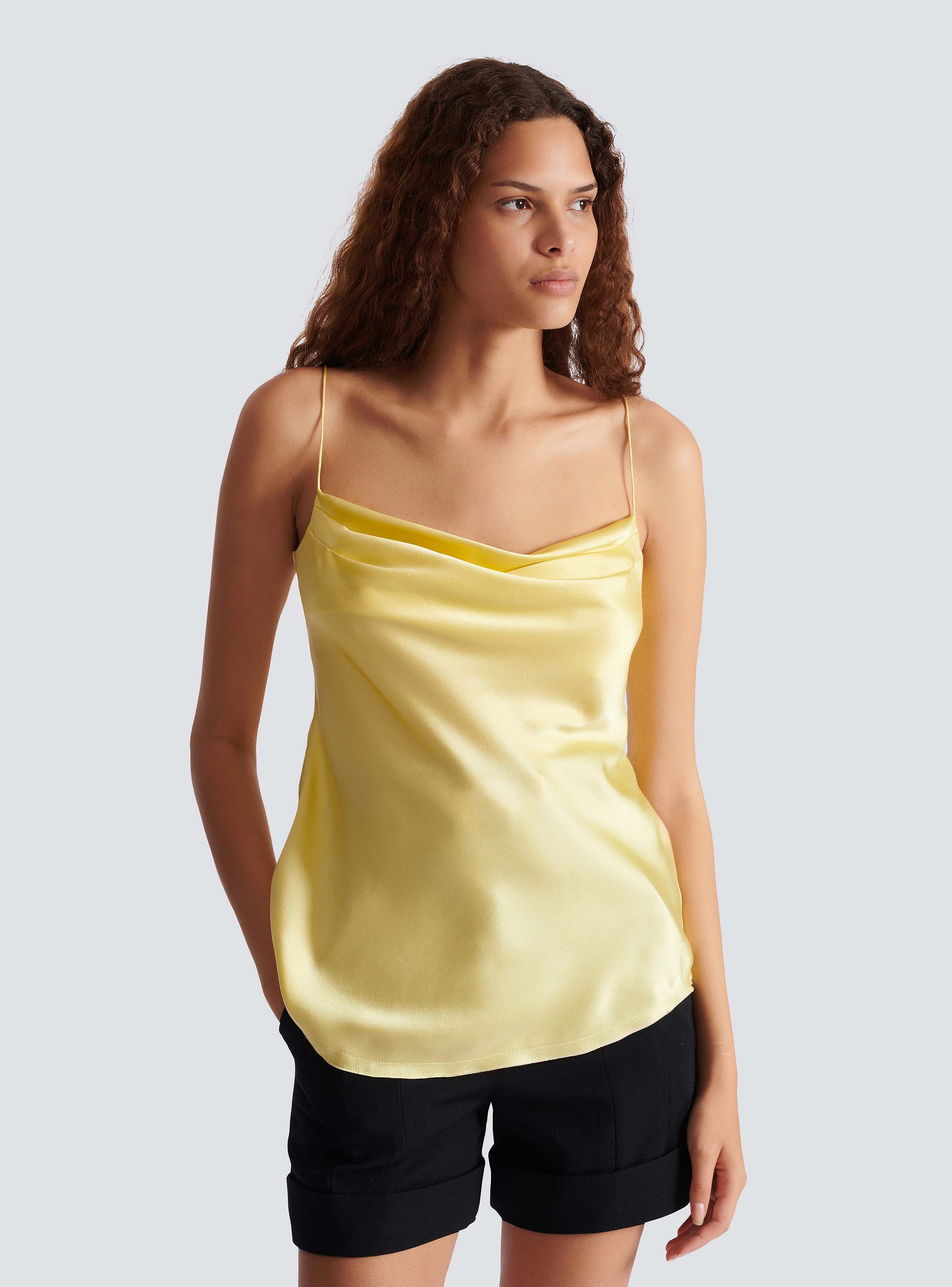 Silk satin top with thin straps