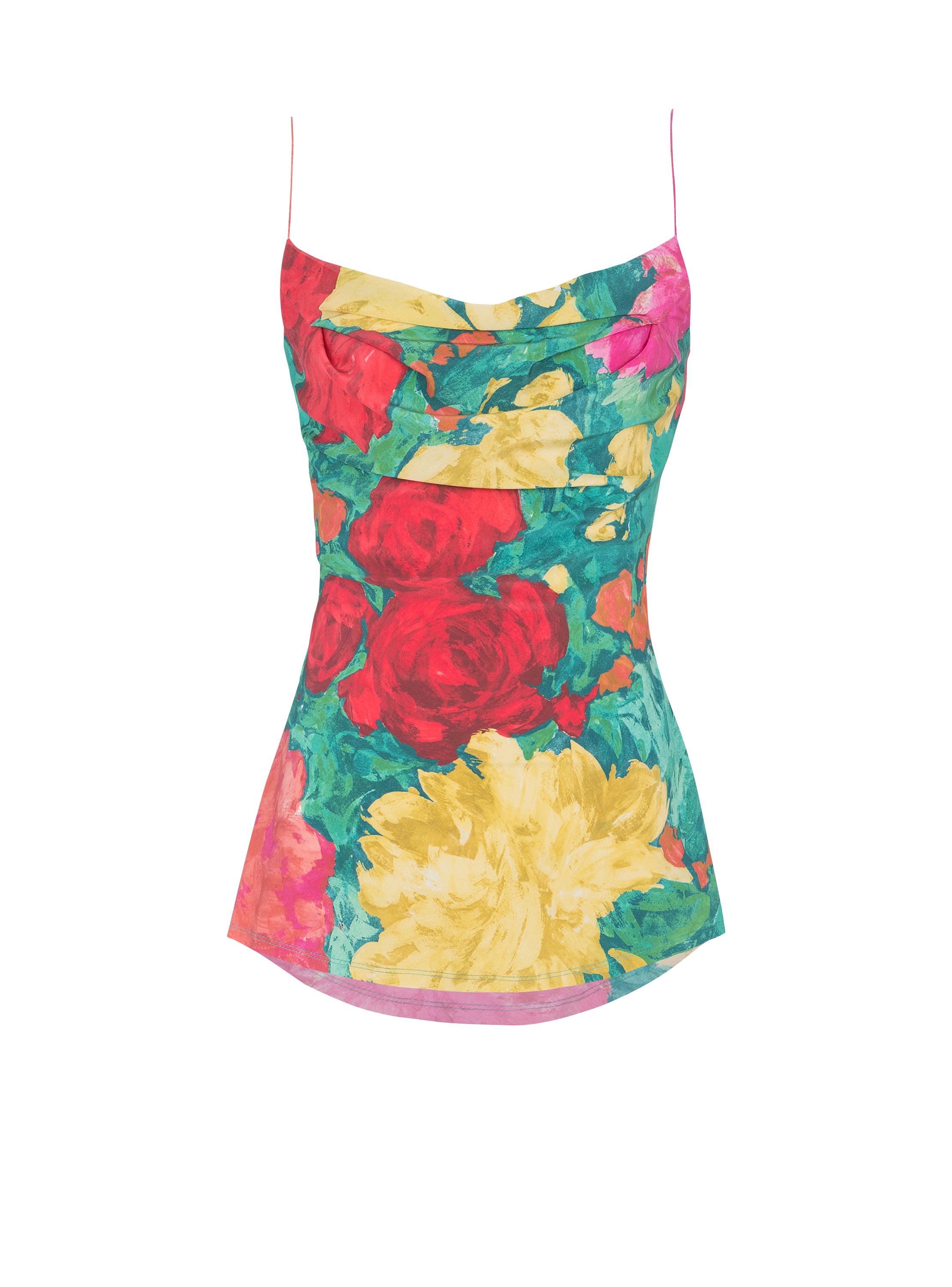 Printed crepe de Chine top with thin straps