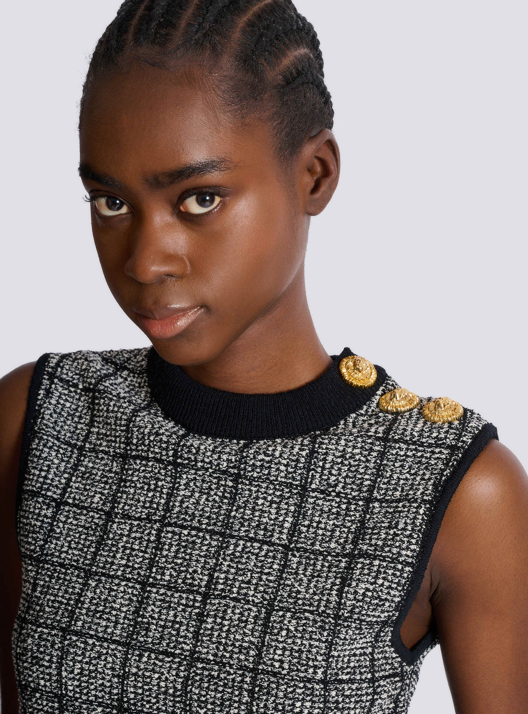 Tweed crop top with buttons