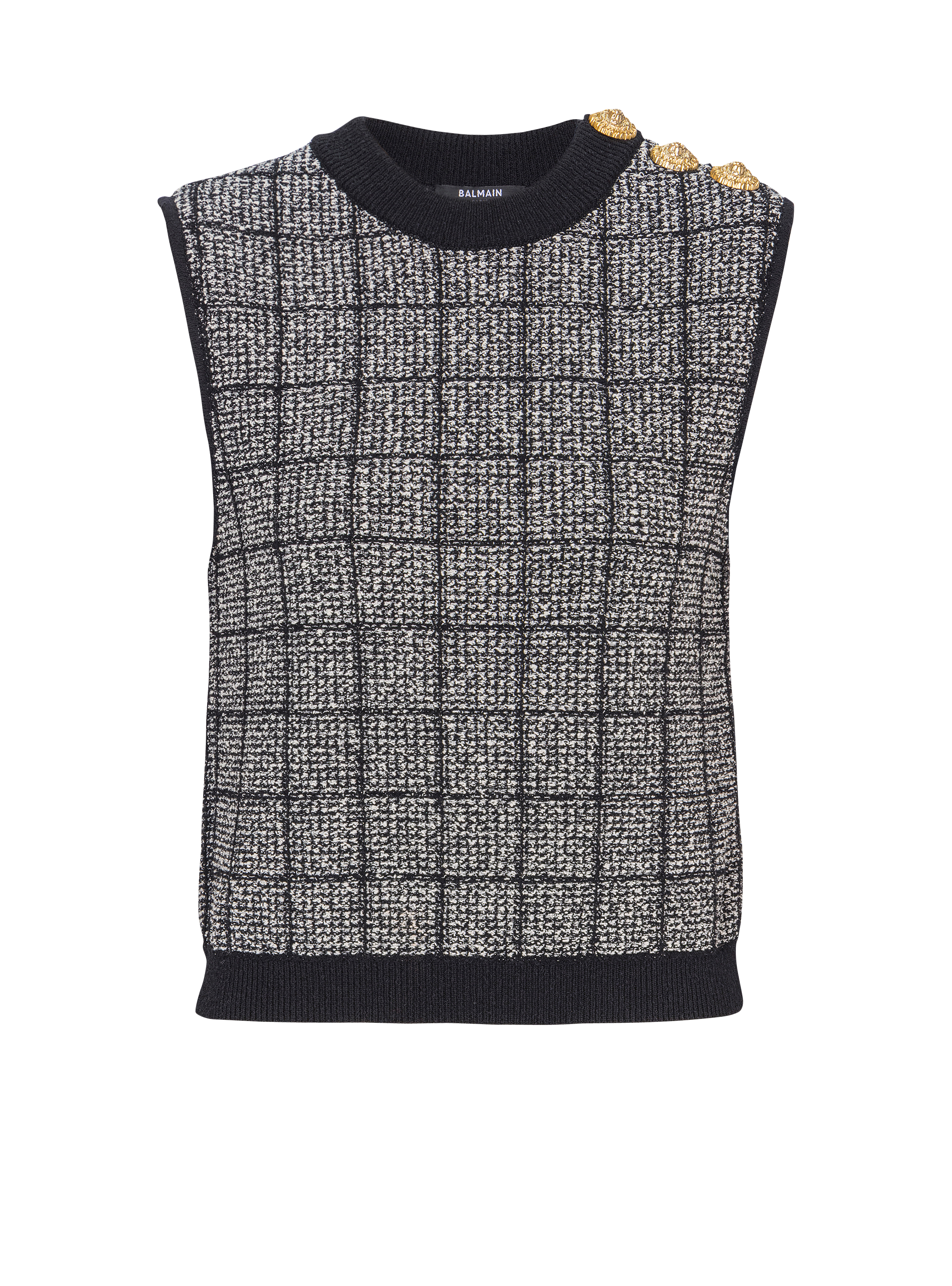 Tweed crop top with buttons