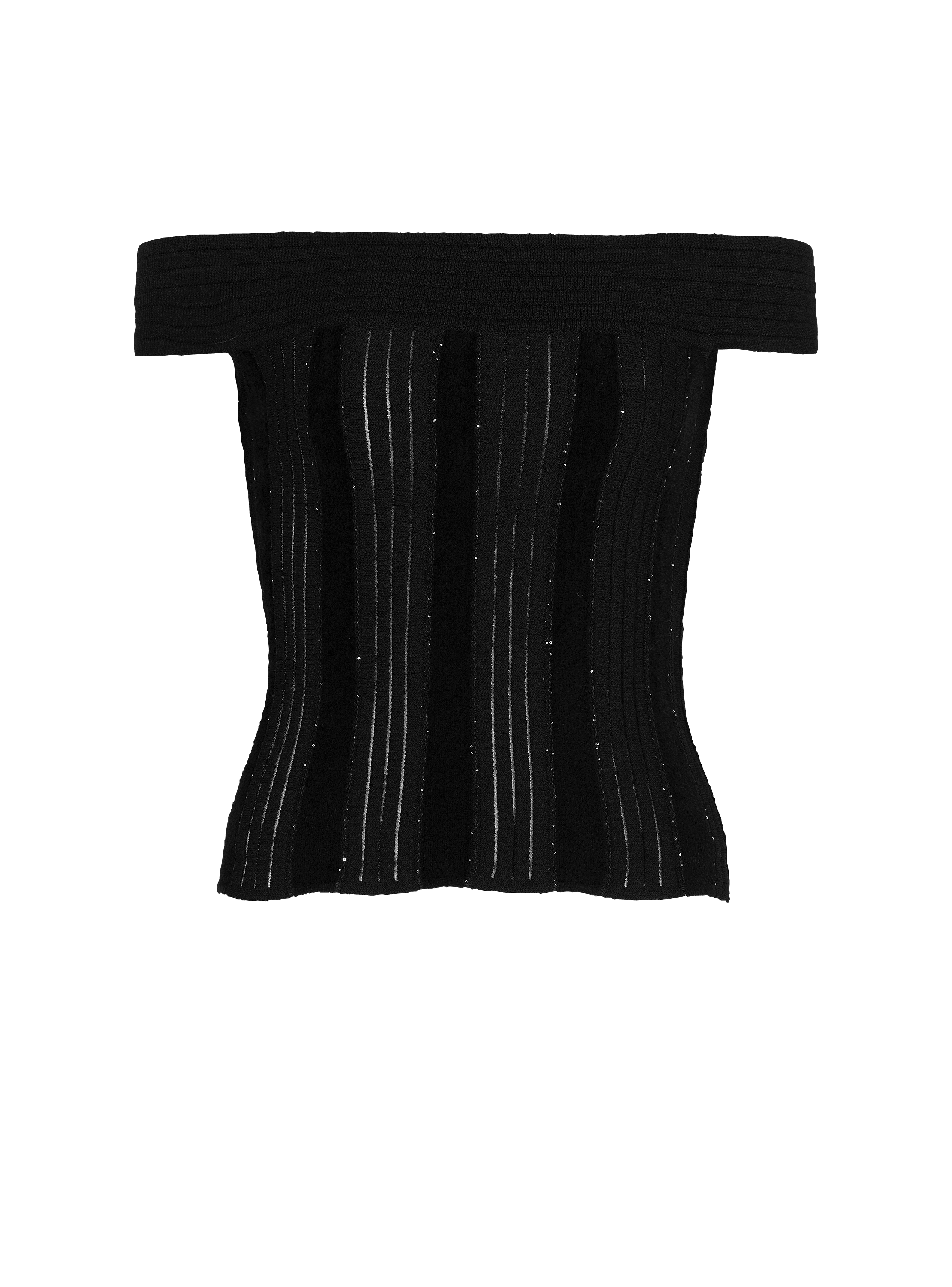 Off-the-shoulder glitter knit top