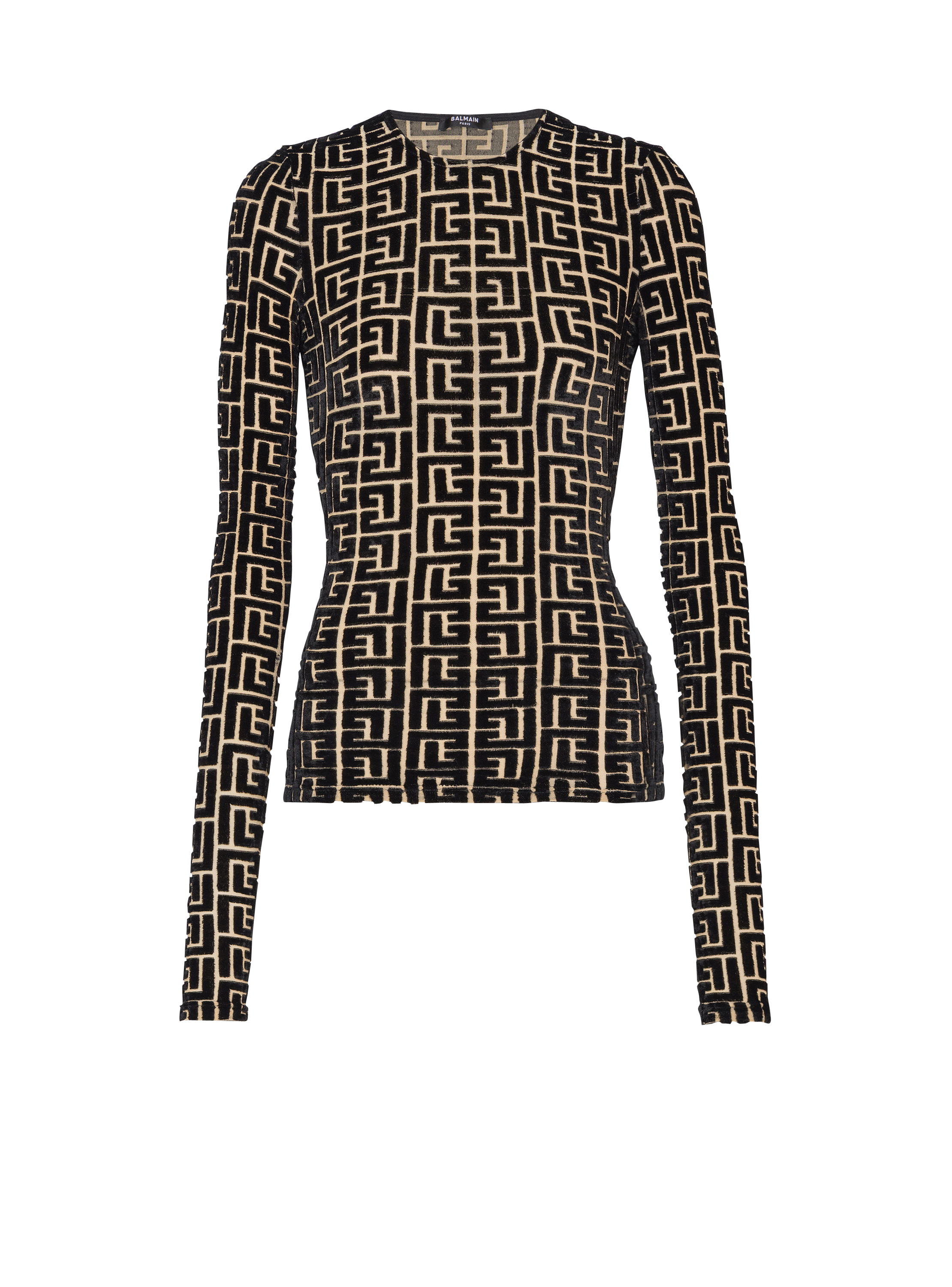 Monogrammed velvet top