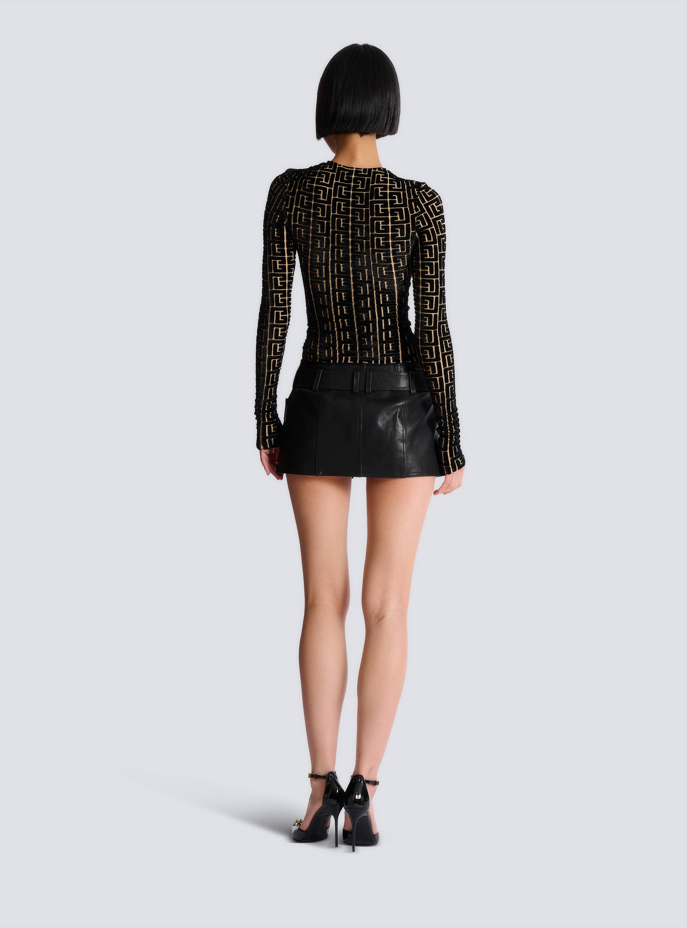 Monogrammed velvet top