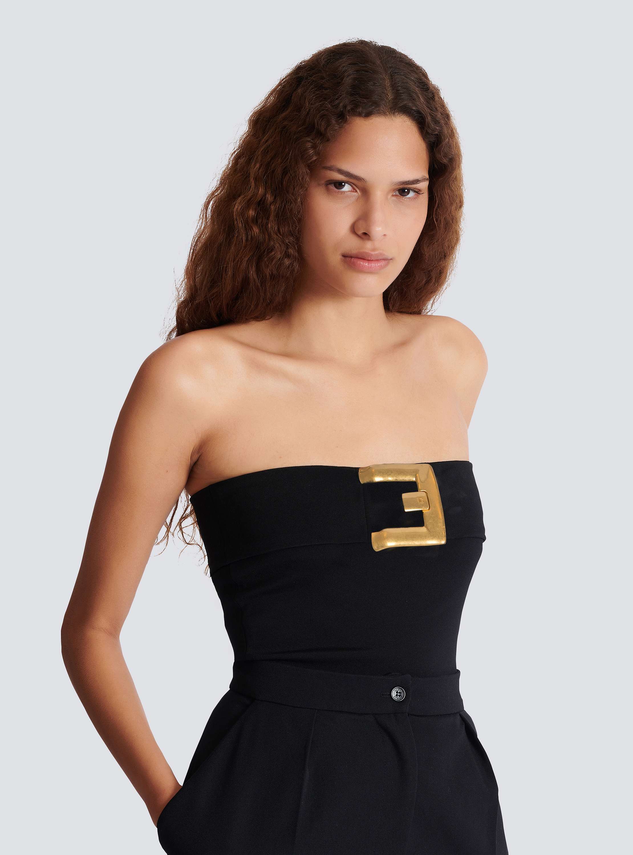 Crepe bustier bodysuit with belt detail