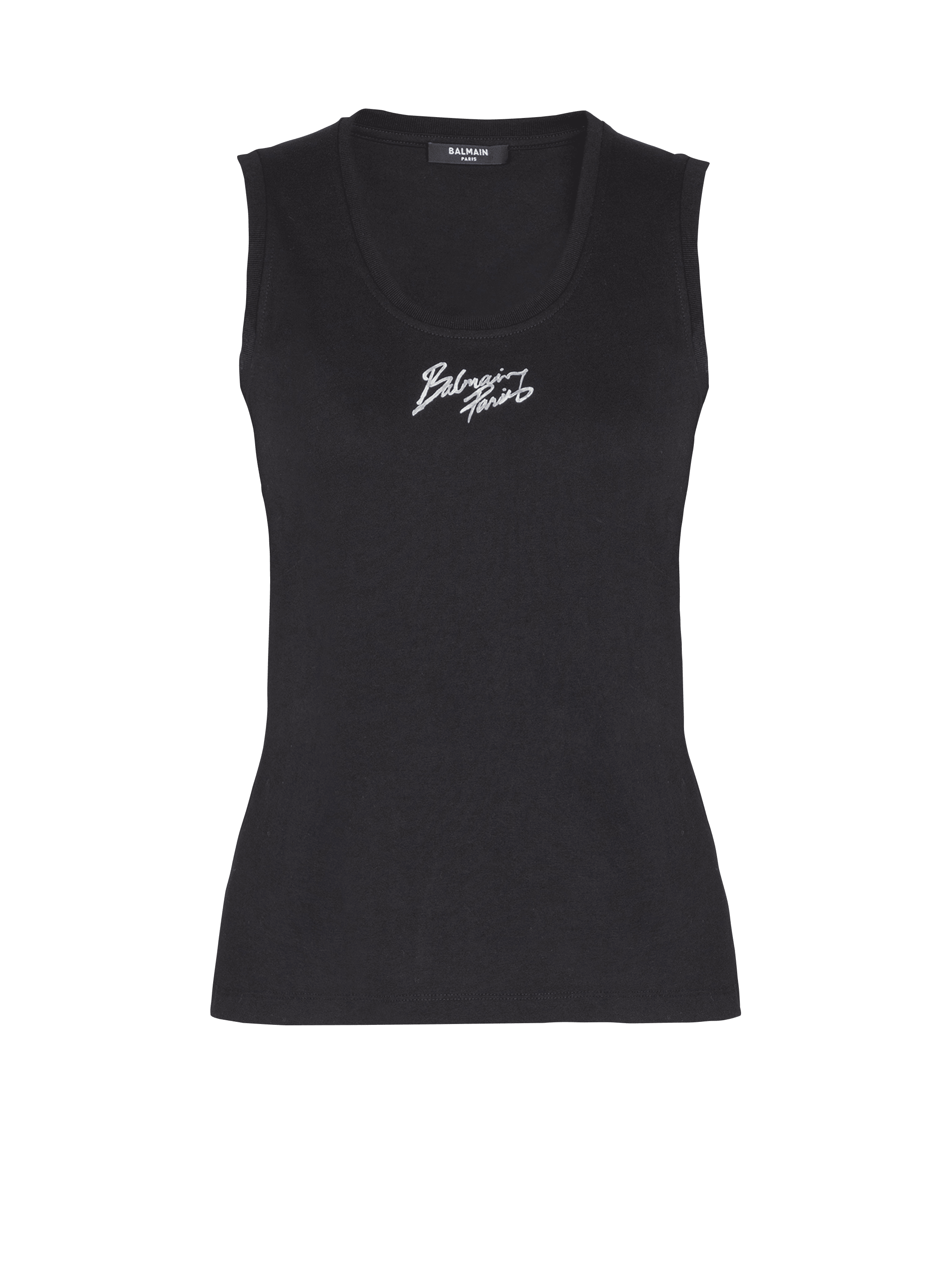 Relaxed tank top with Balmain Paris Brush print