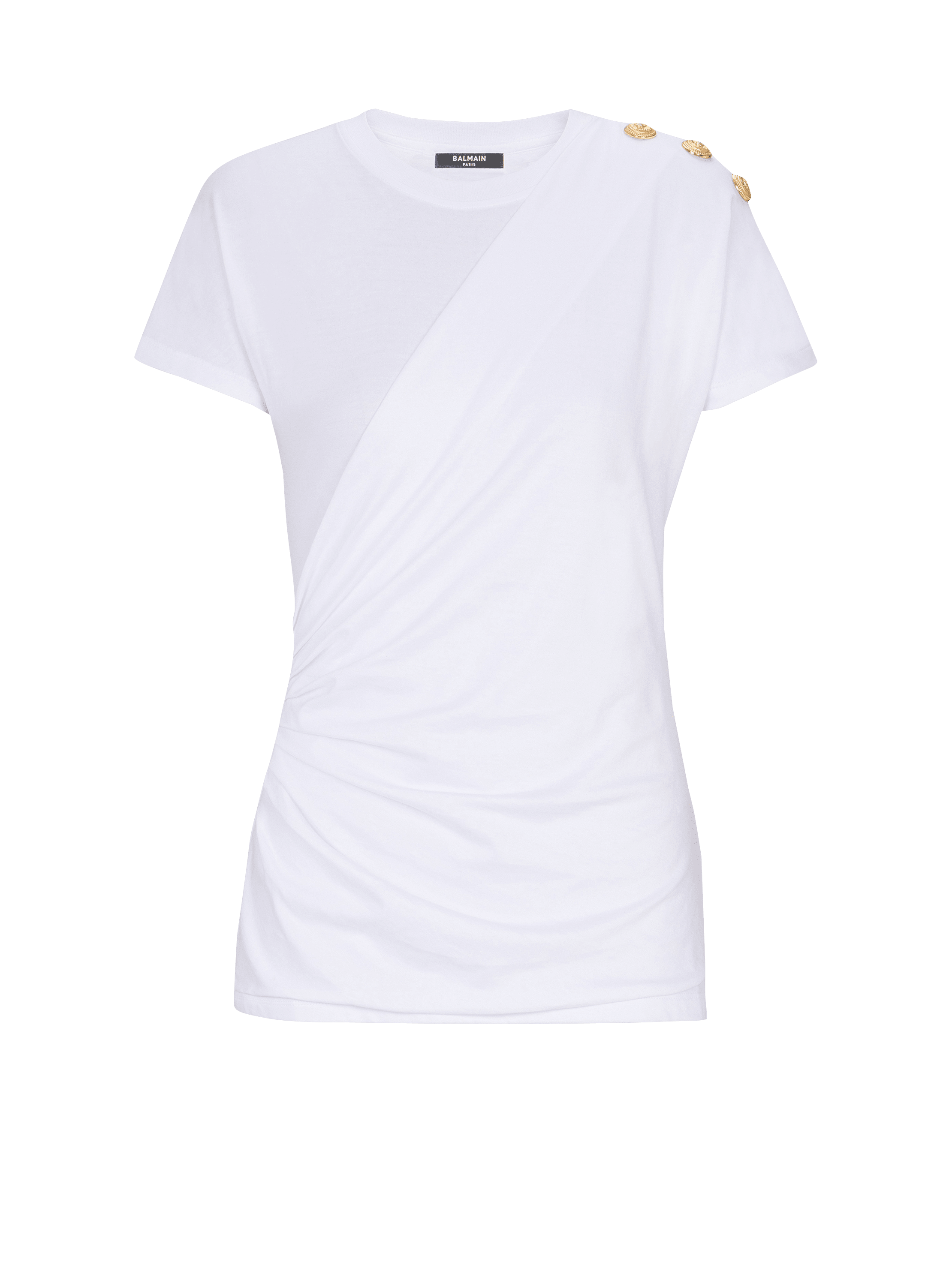 Draped T-shirt with buttons