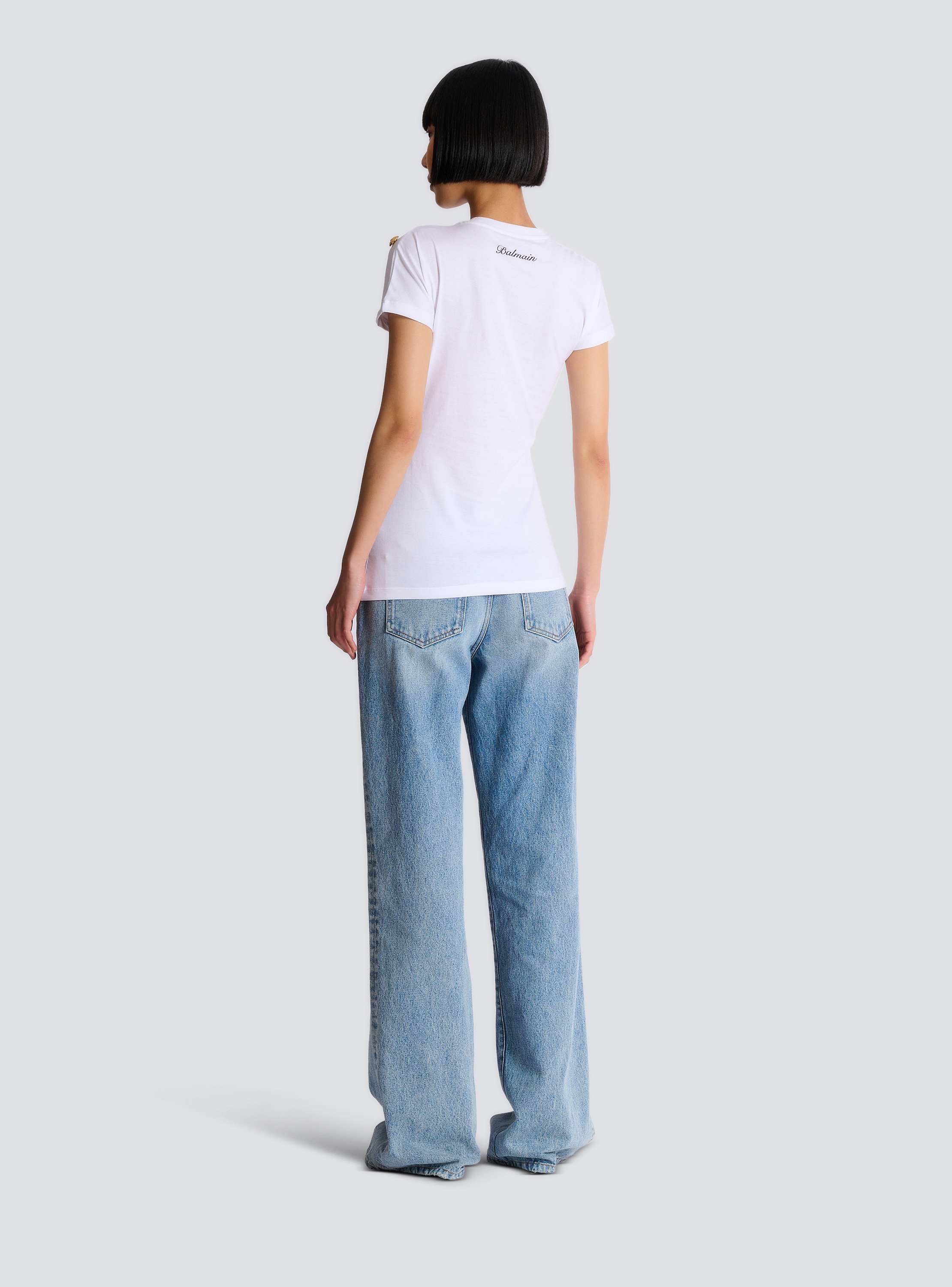 Draped T-shirt with buttons