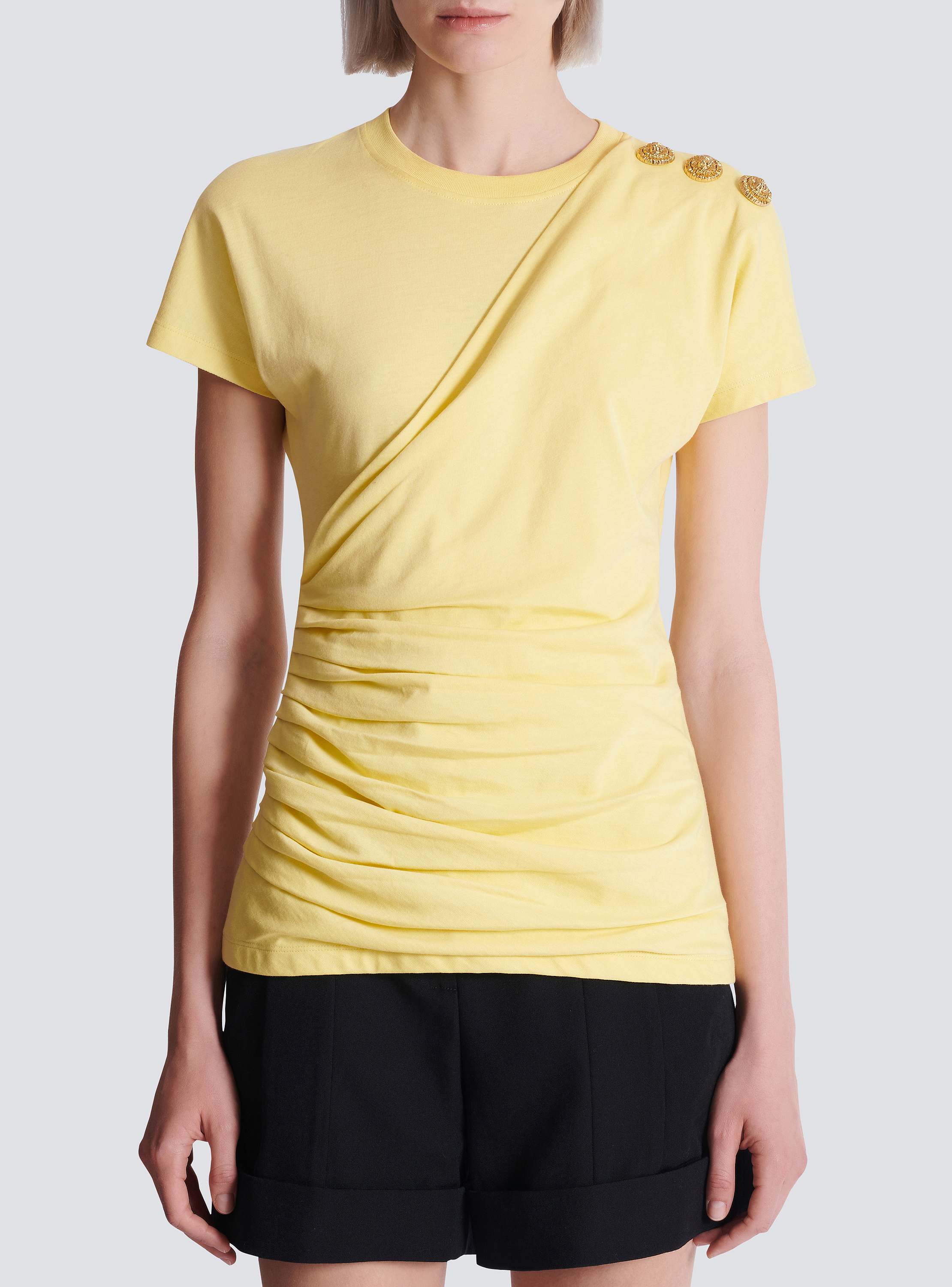 Draped T-shirt with buttons