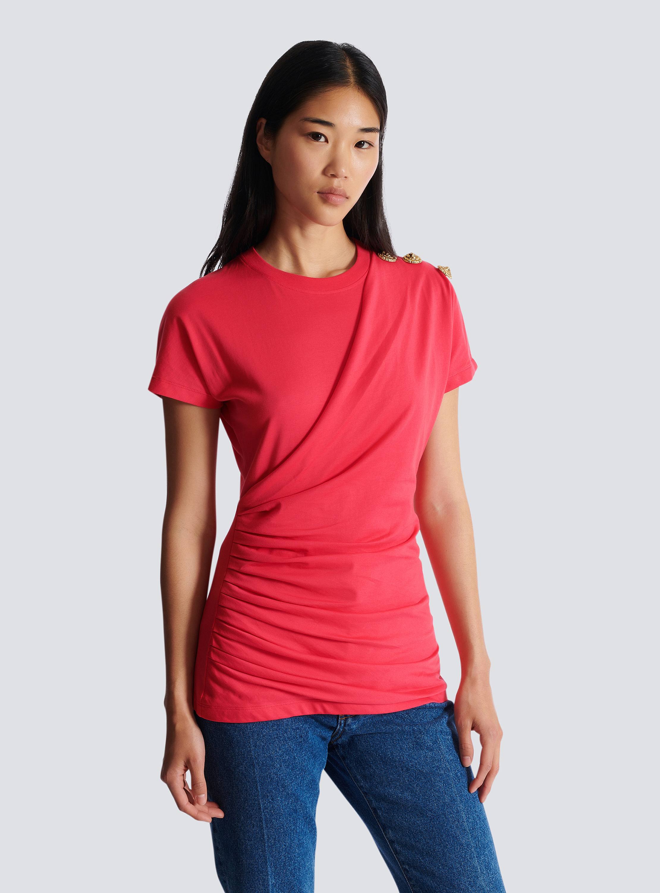 Draped T-shirt with buttons