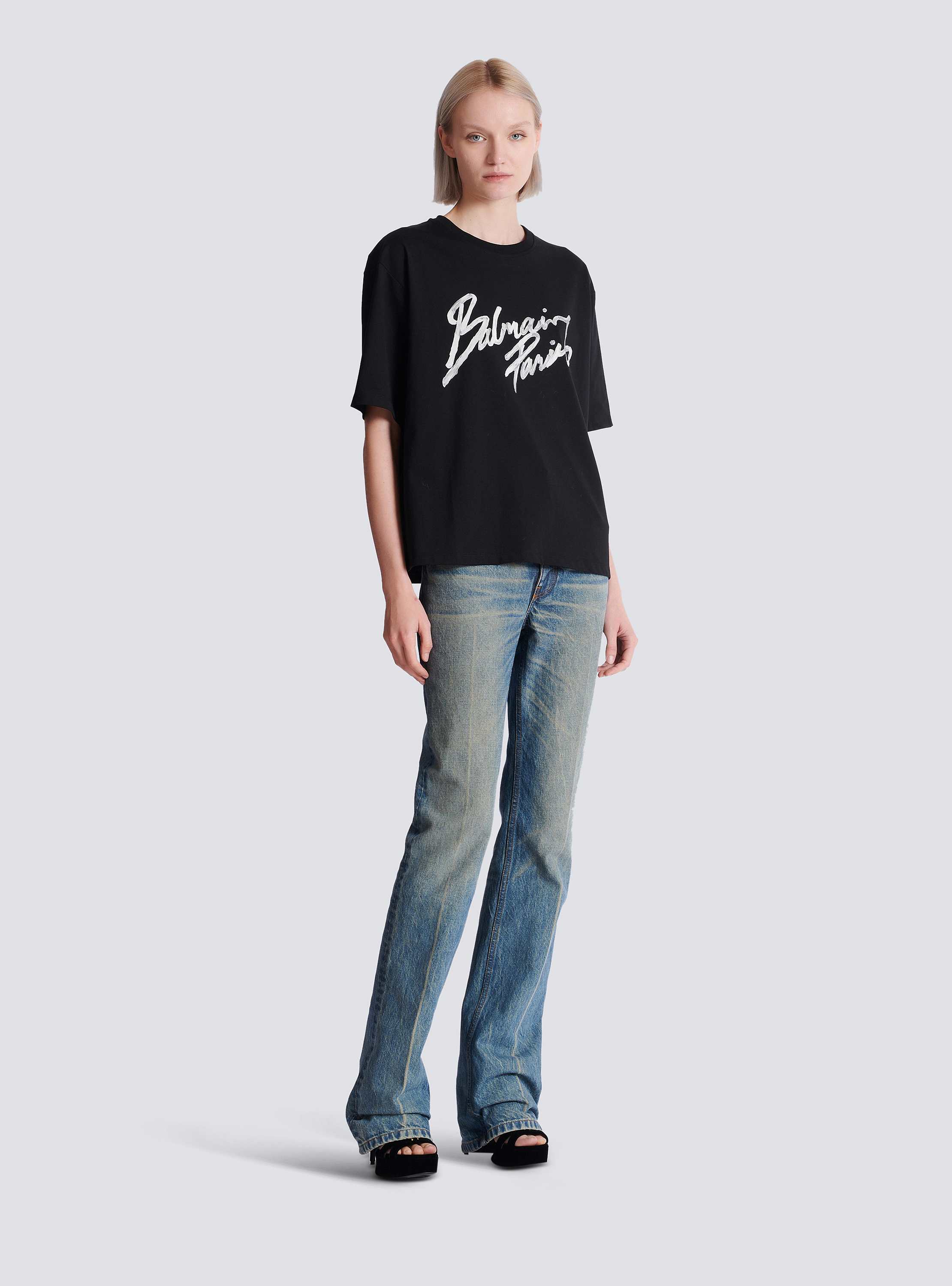 Boxy T-shirt with Balmain Paris Brush print