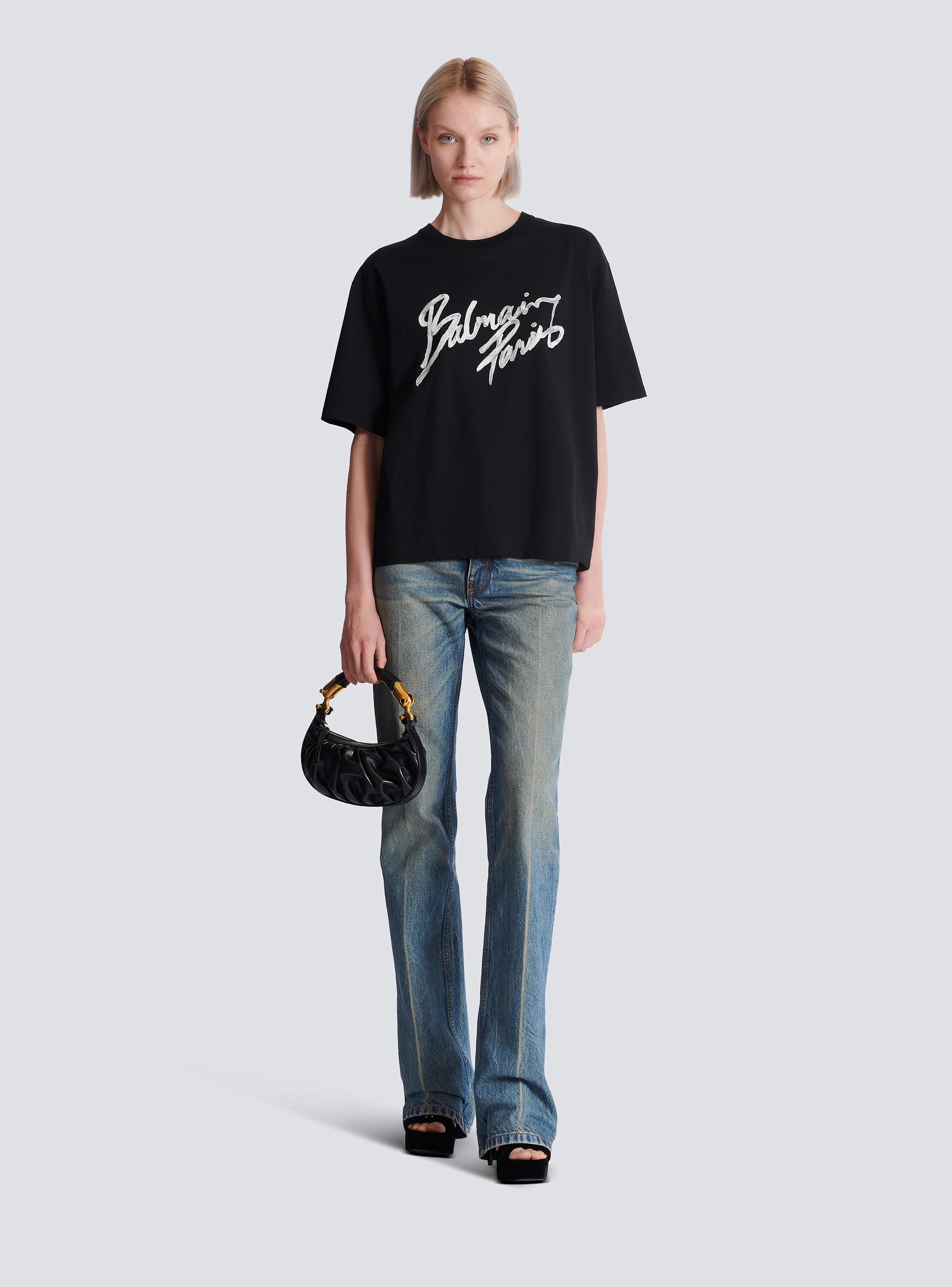 Boxy T-shirt with Balmain Paris Brush print