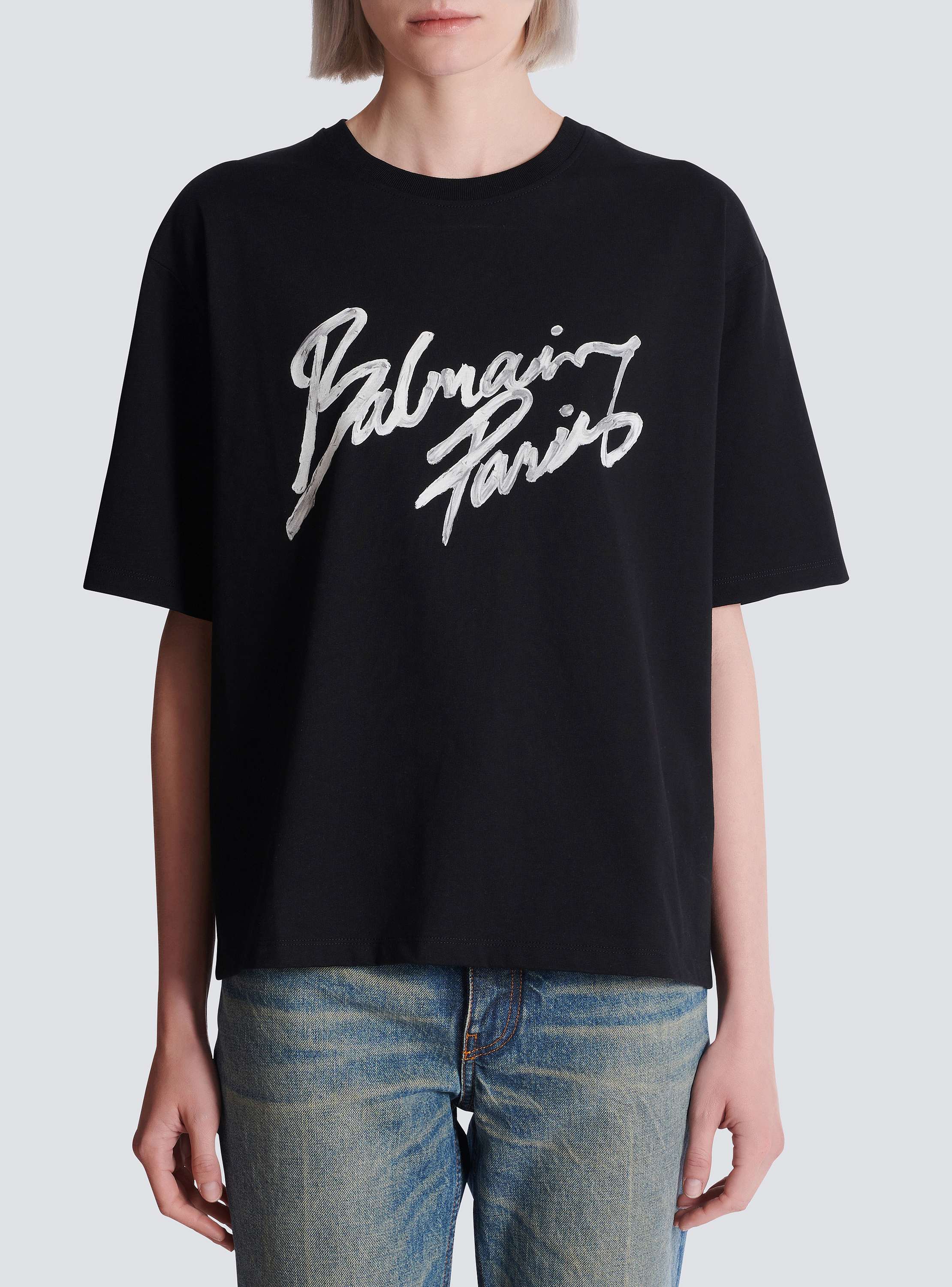 Boxy T-shirt with Balmain Paris Brush print