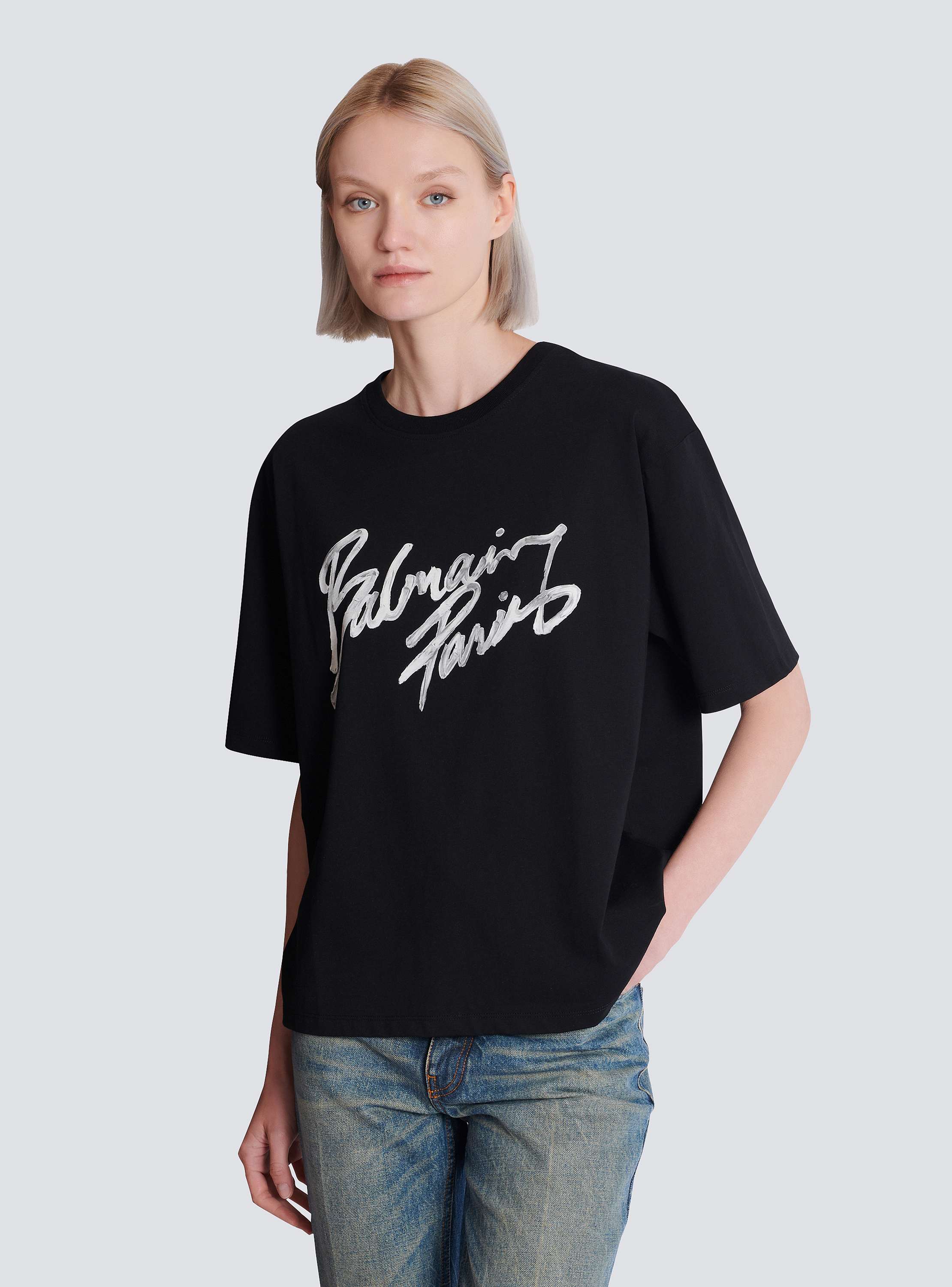 Boxy T-shirt with Balmain Paris Brush print
