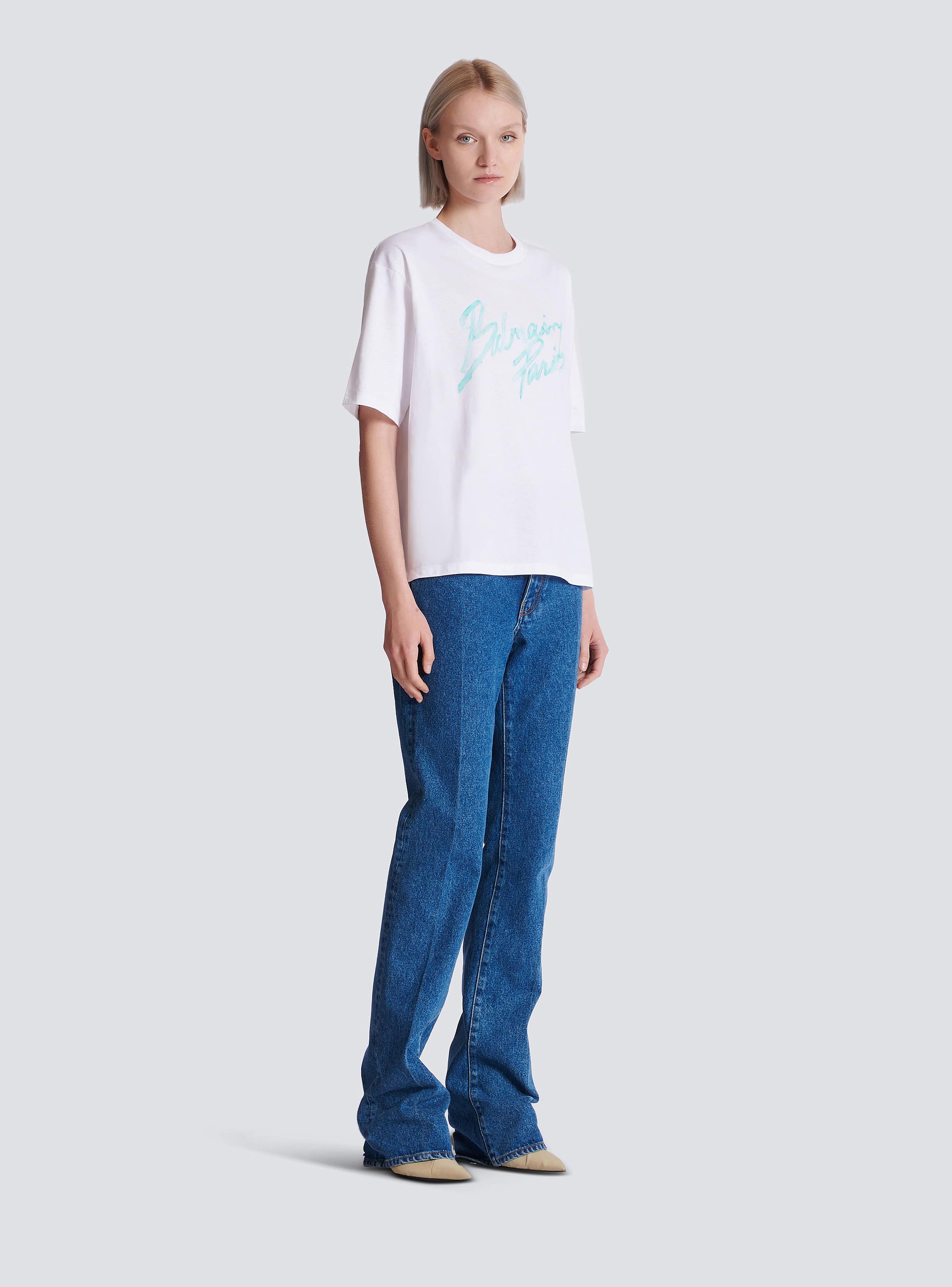 Boxy T-shirt with Balmain Paris Brush print