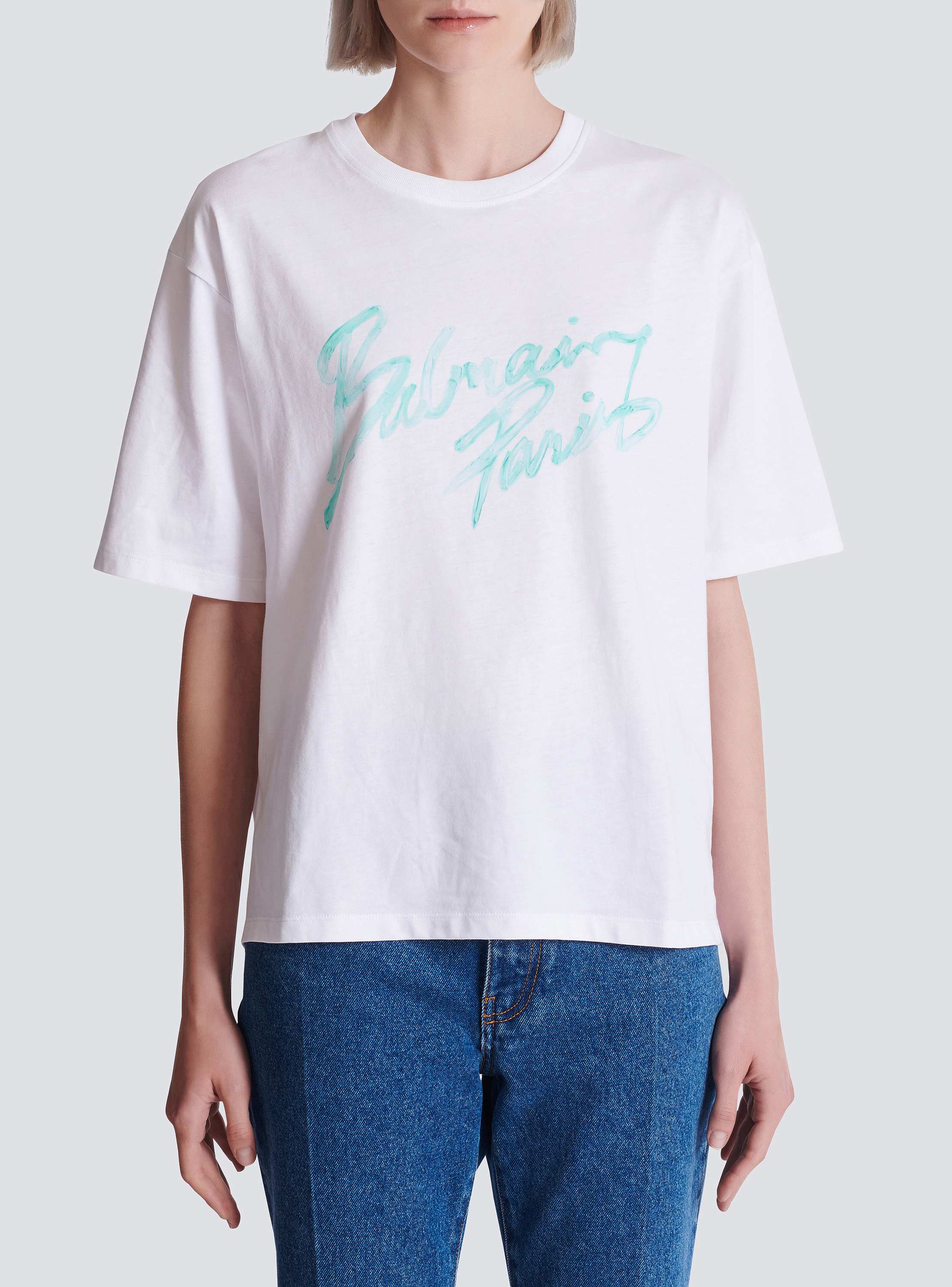 Boxy T-shirt with Balmain Paris Brush print