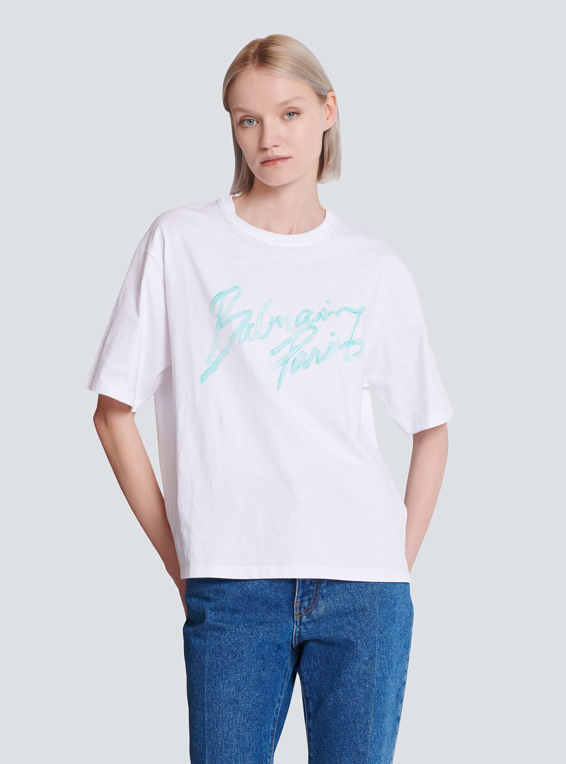 Boxy T-shirt with Balmain Paris Brush print