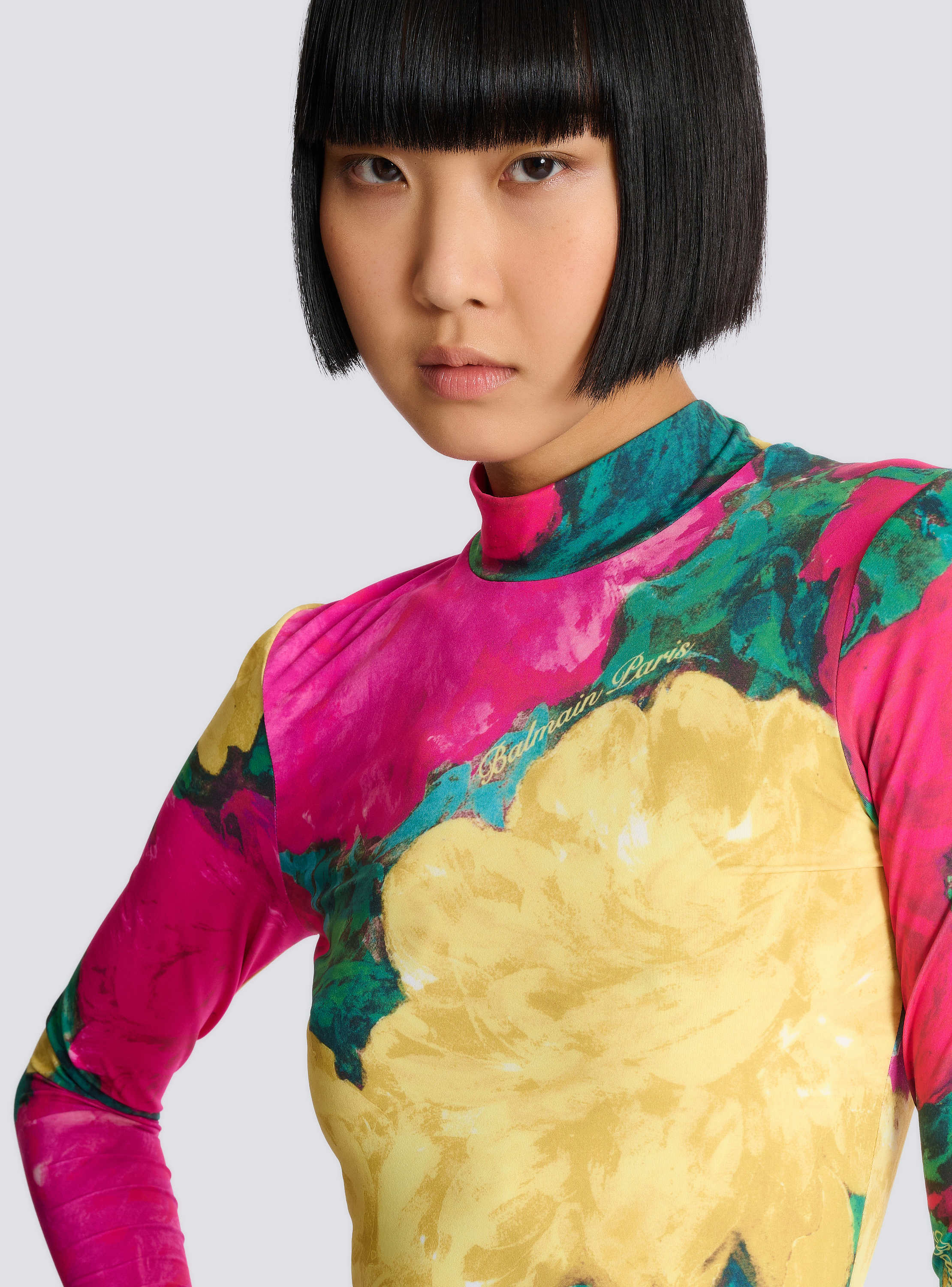 Printed high-neck top