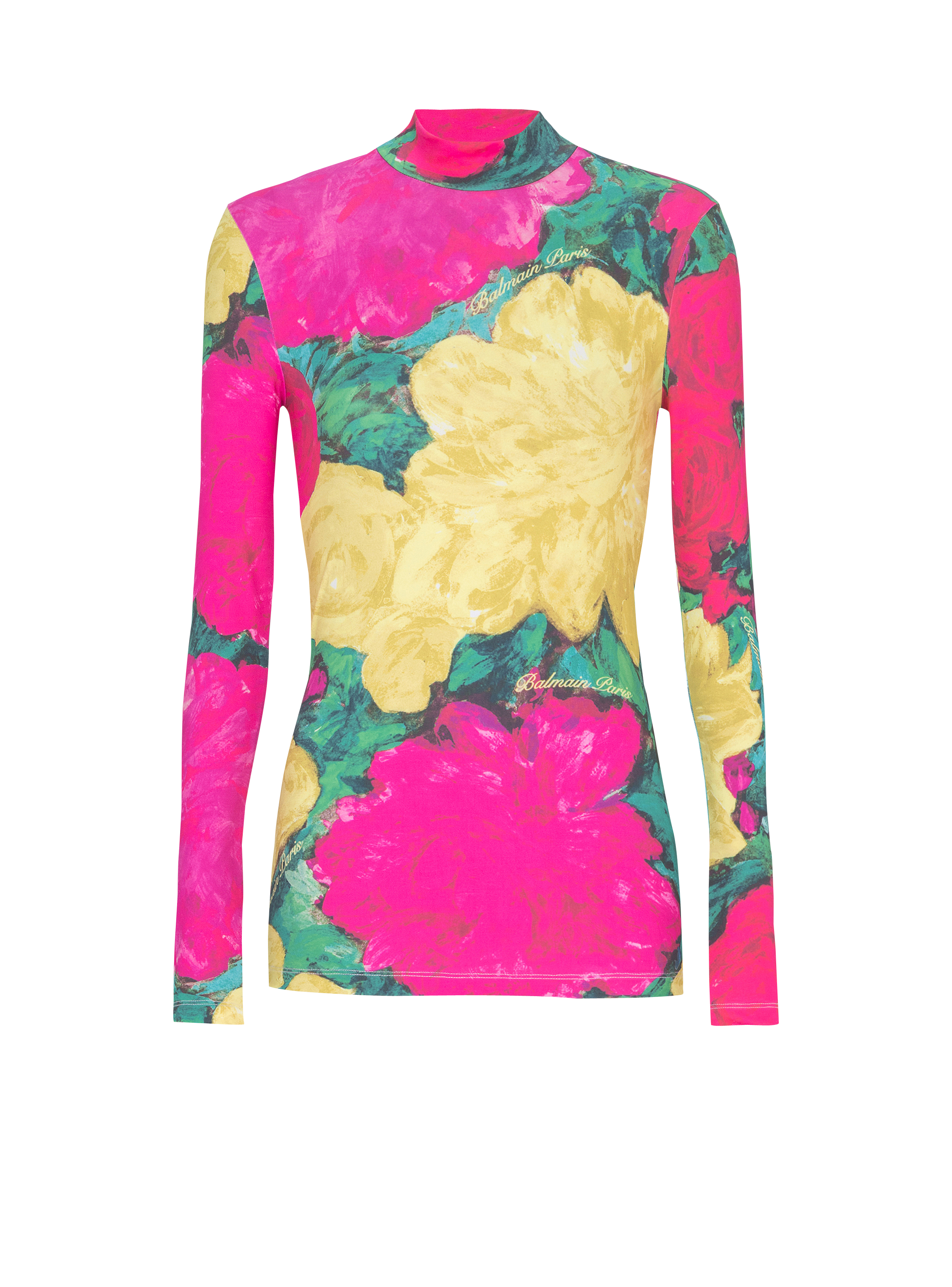 Printed high-neck top